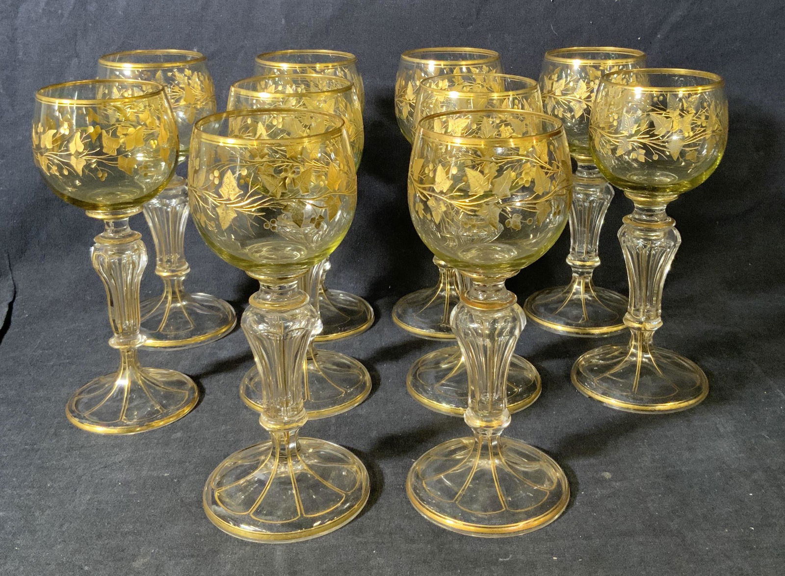 Set 12 Gilt Crystal Champagne Glasses (1 of 6)