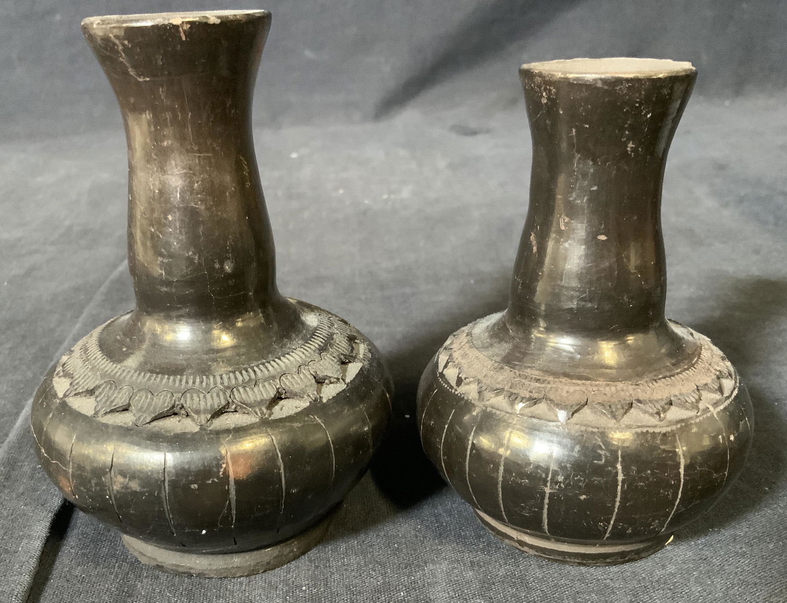Pair Brown Ceramic Bud Vases (1 of 6)