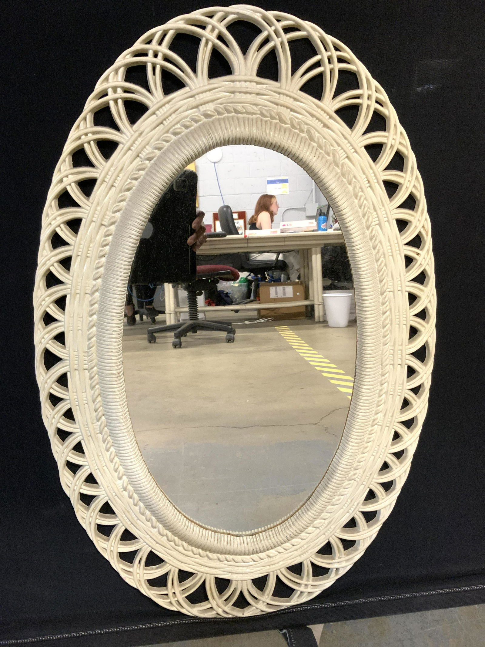 Oval Shaped Mirror W Cream Toned Frame (1 of 8)
