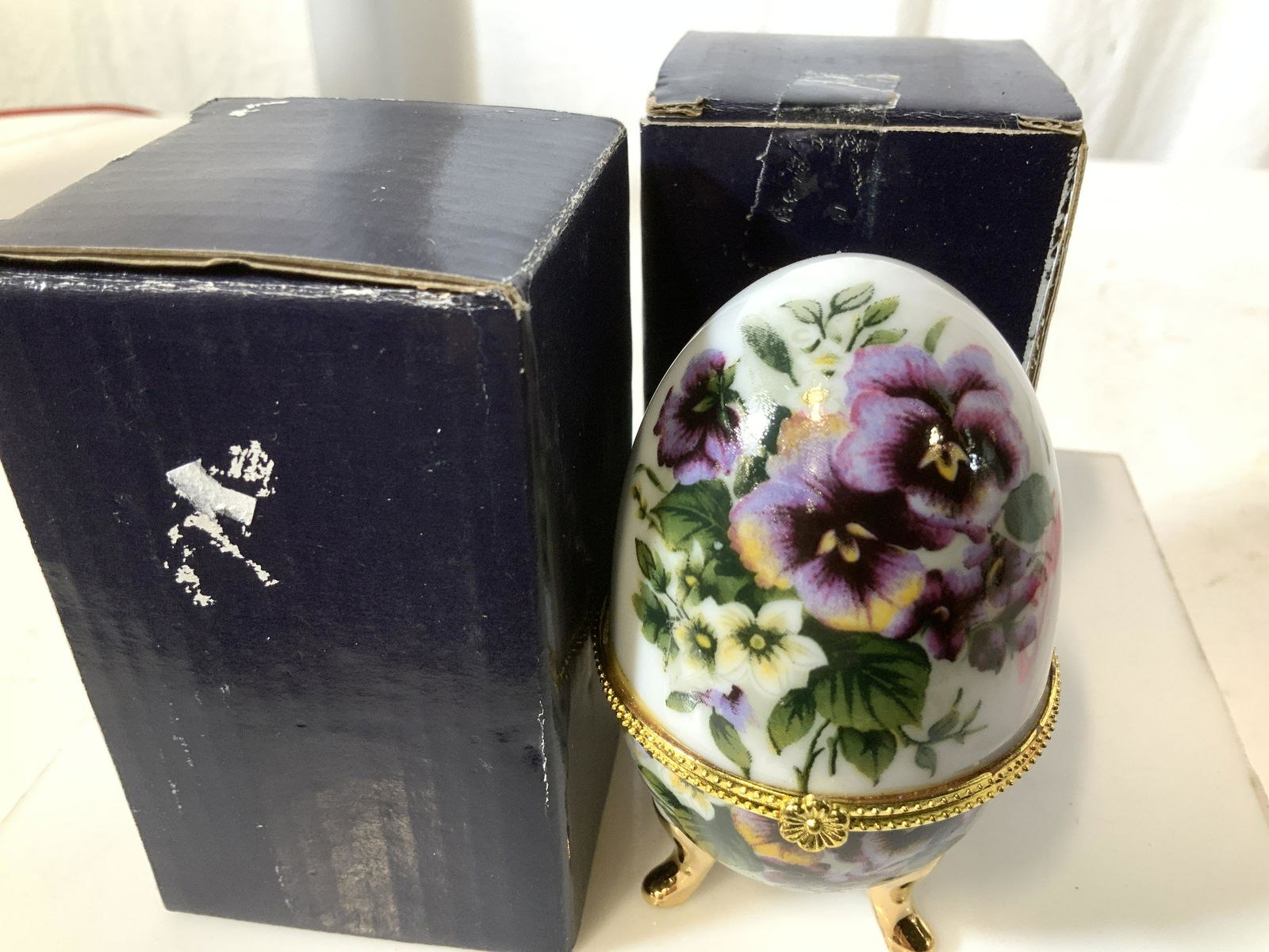 Pr LIMOGES FRANCE Porcelain Egg Trinket Boxes, NIB (1 of 6)