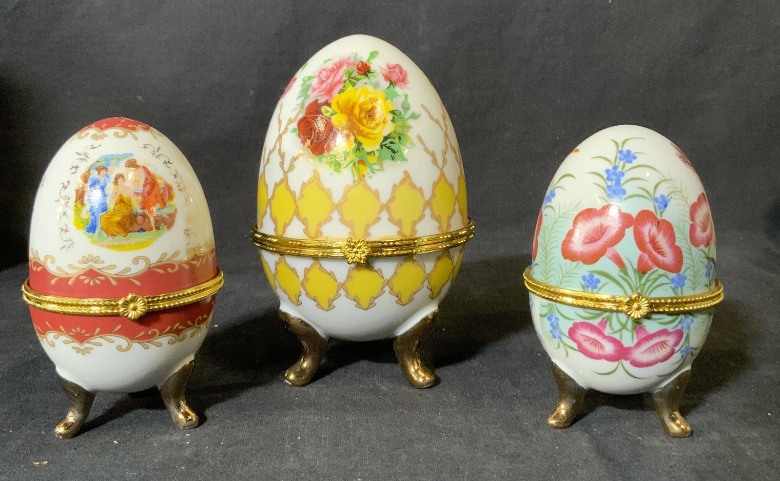 Lot 3 LIMOGES Porcelain Egg Trinket Boxes (1 of 7)
