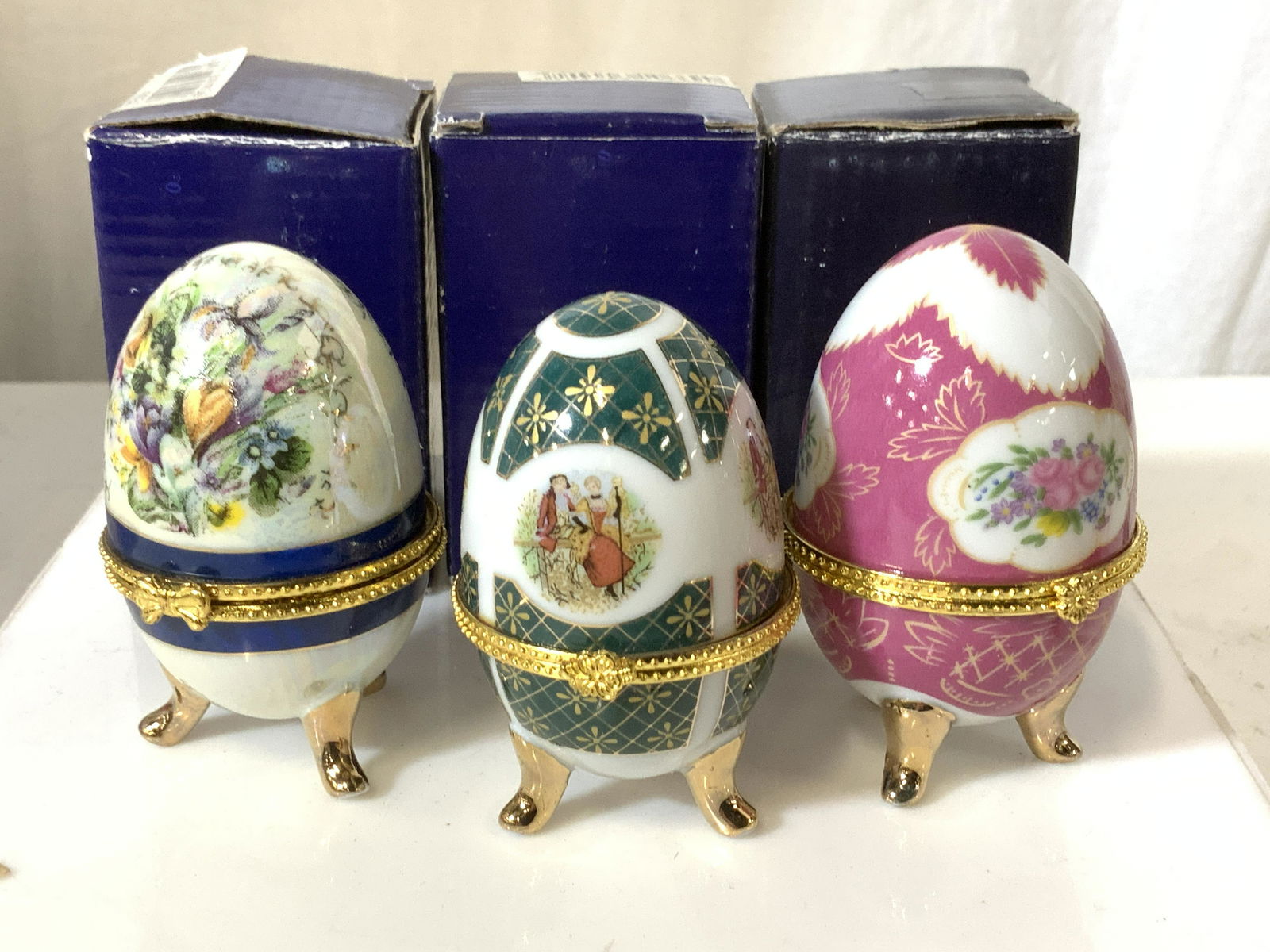 3 NIB Limoges France Porcelain Egg Trinket Boxes (1 of 6)