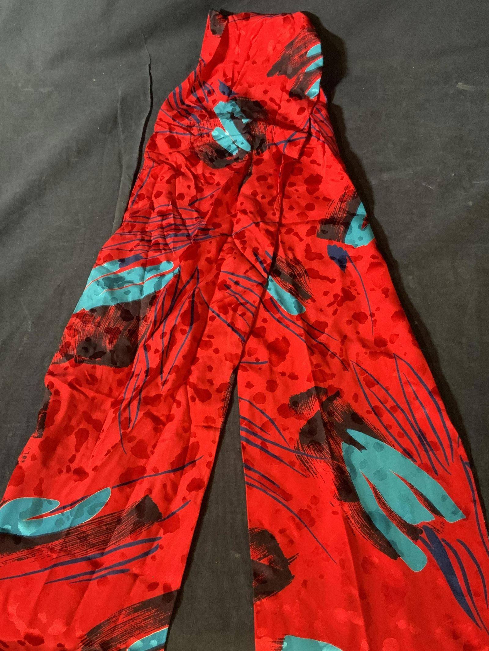 Vintage Red & Blue Abstract Patterned Ladies Scarf (1 of 7)