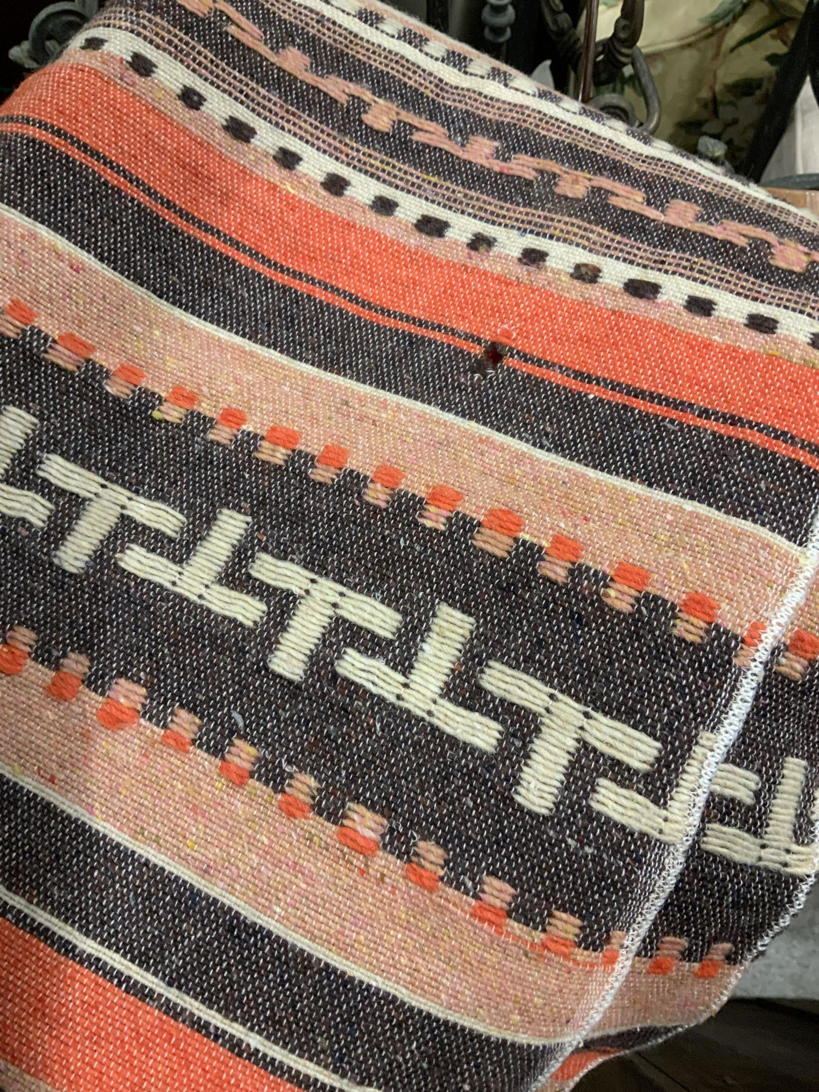 Vng Wool Tapestry Mexican Throw Blanket, S Western (1 of 6)