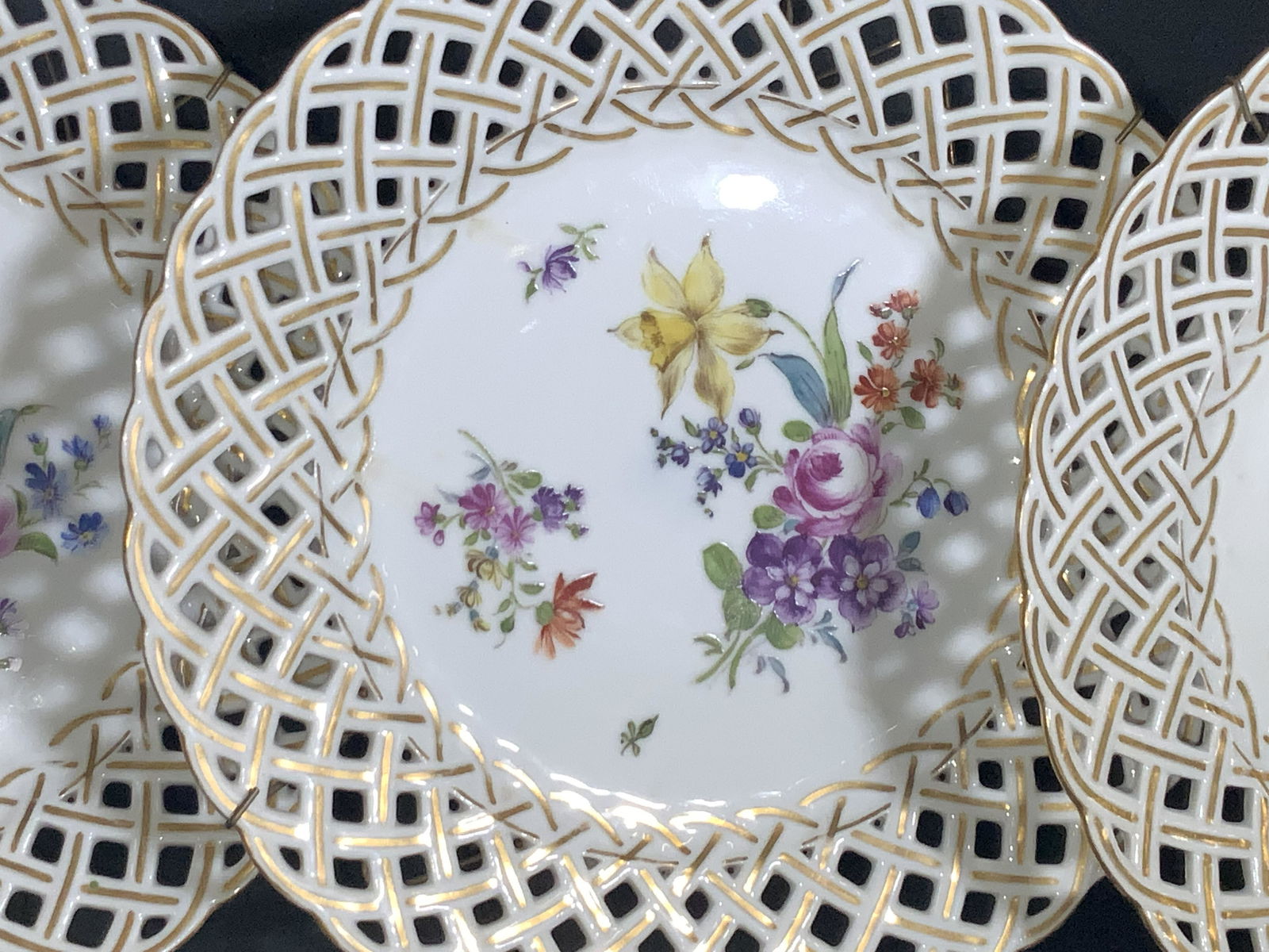 Set 6 DRESDEN Signed Lattice Porcelain Plates (1 of 11)