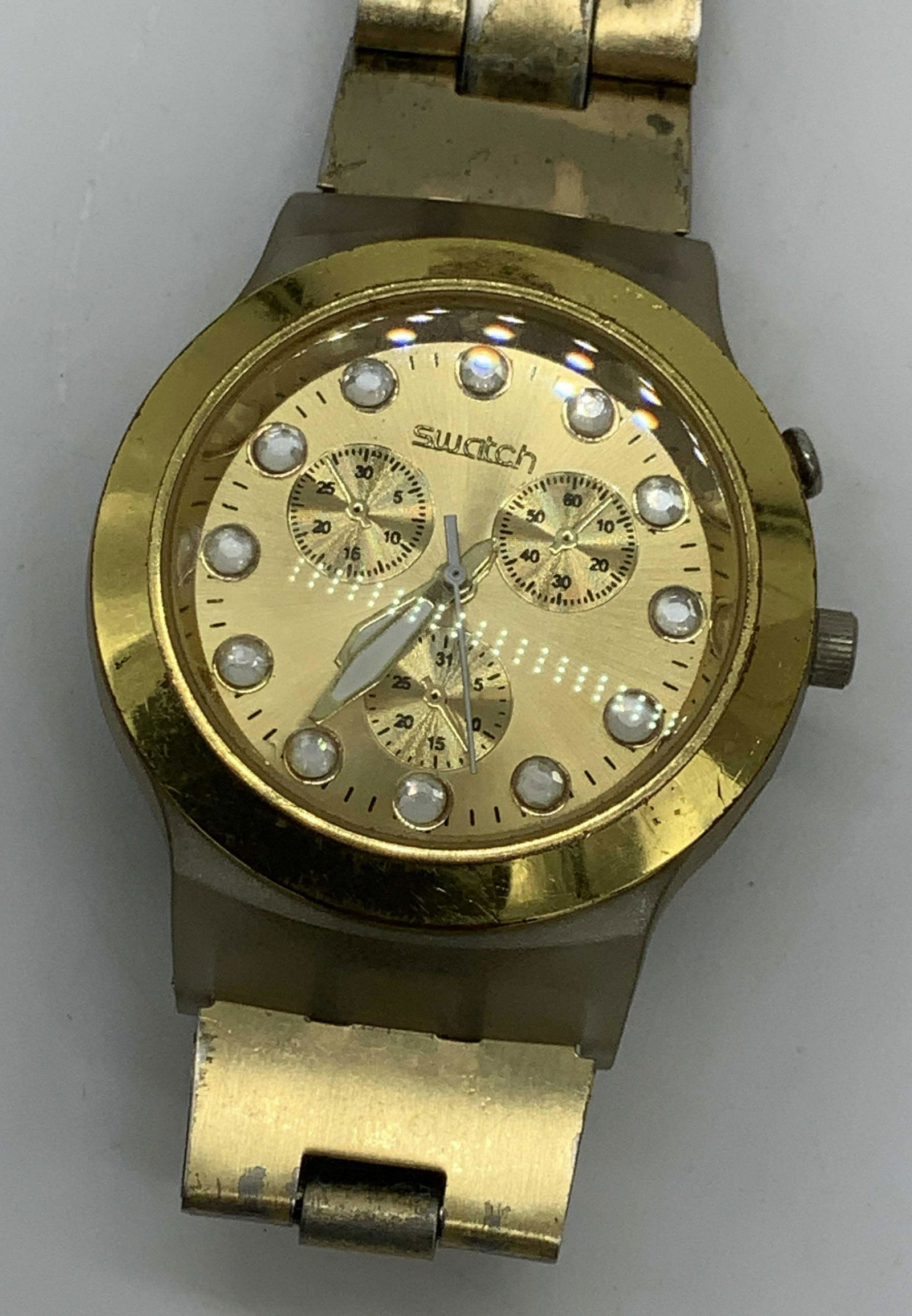 SWATCH Signed Vntg Metal Link Watch (1 of 6)