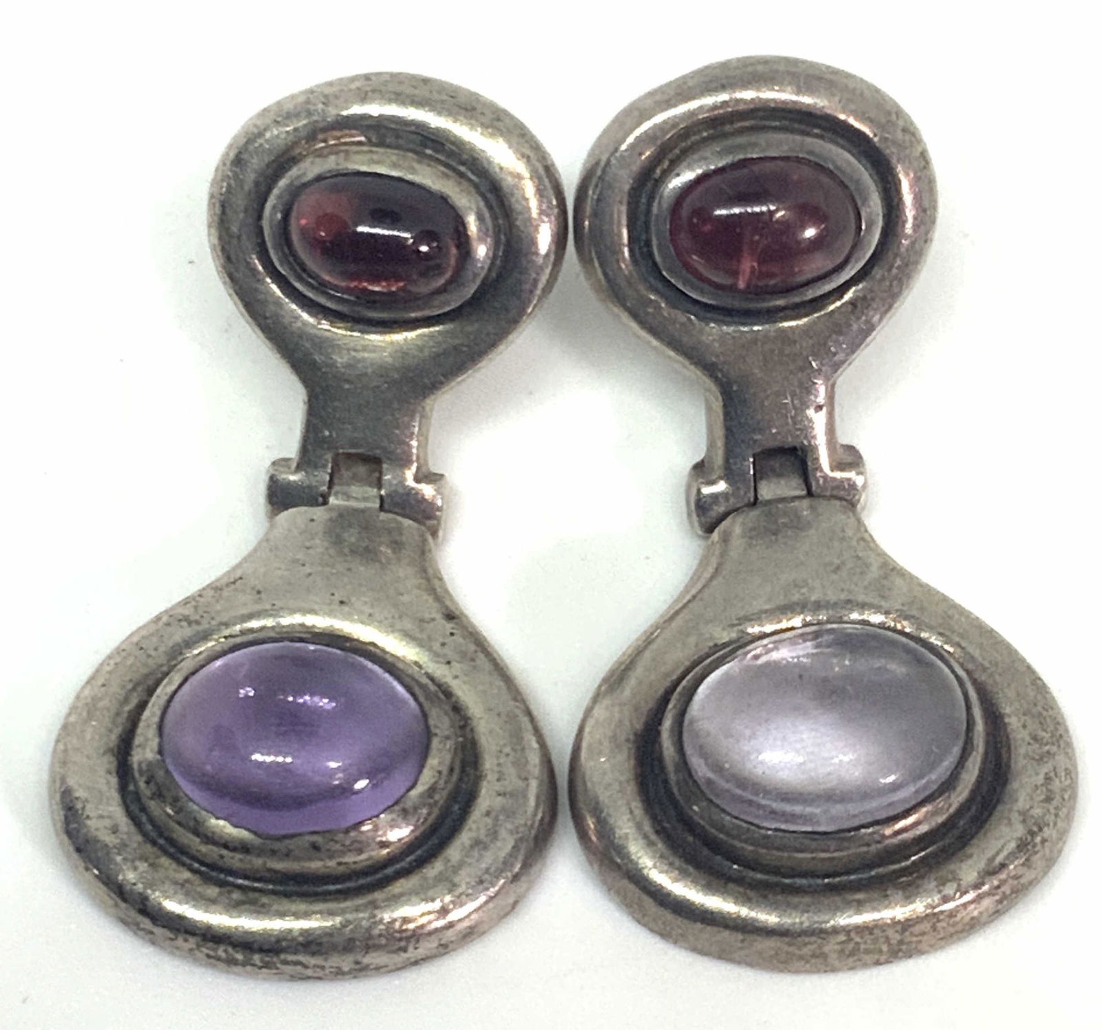 Vintage STERLING SILVER Costume Cabochon Earrings (1 of 6)