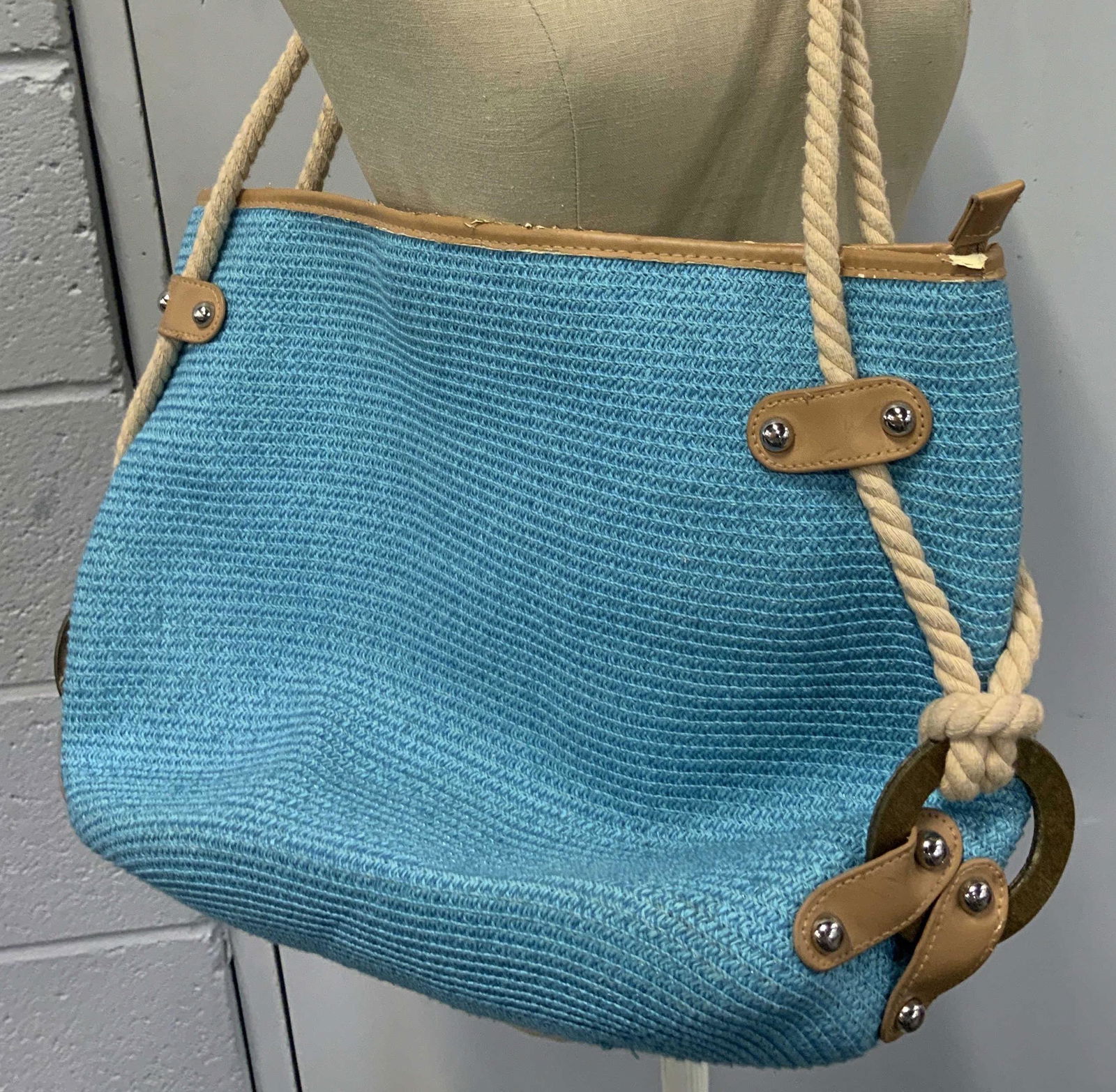 Sky Blue Paper Straw Beach Tote, Wearables (1 of 10)