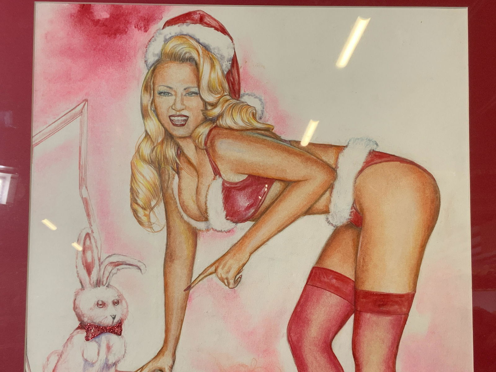 Colored Pencil Drawing Christmas Pin-Up Girl (1 of 8)