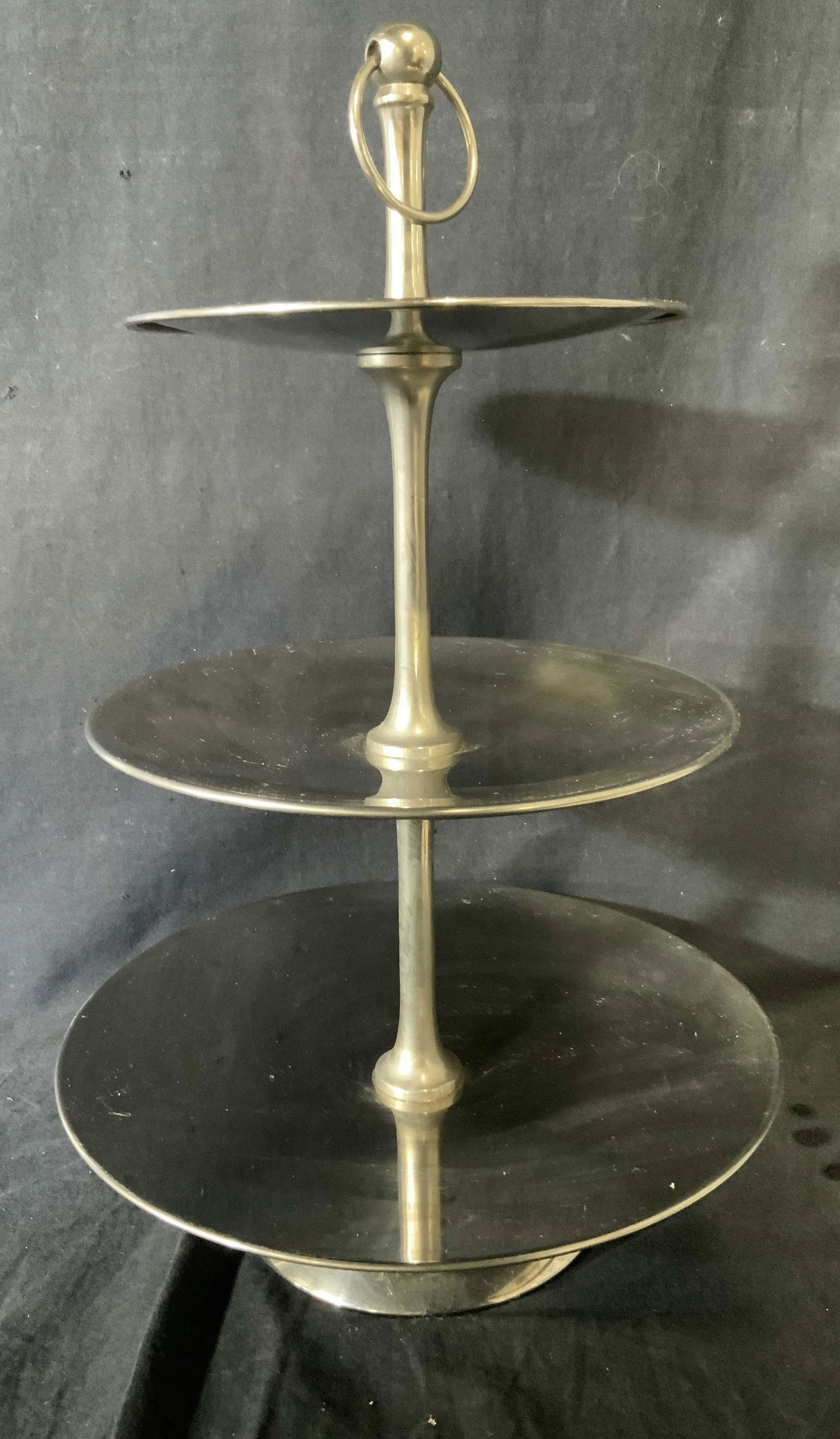 CRATE AND BARREL 3 Tiered Metal Serving Tray (1 of 5)