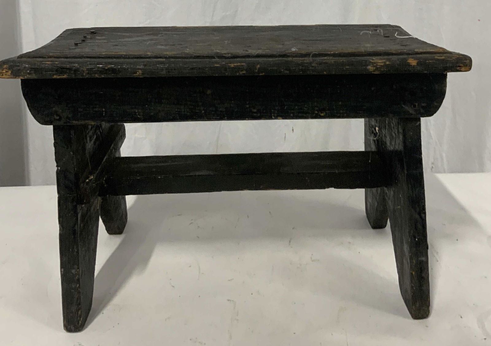 Antique Black Wooden Footstool (1 of 5)
