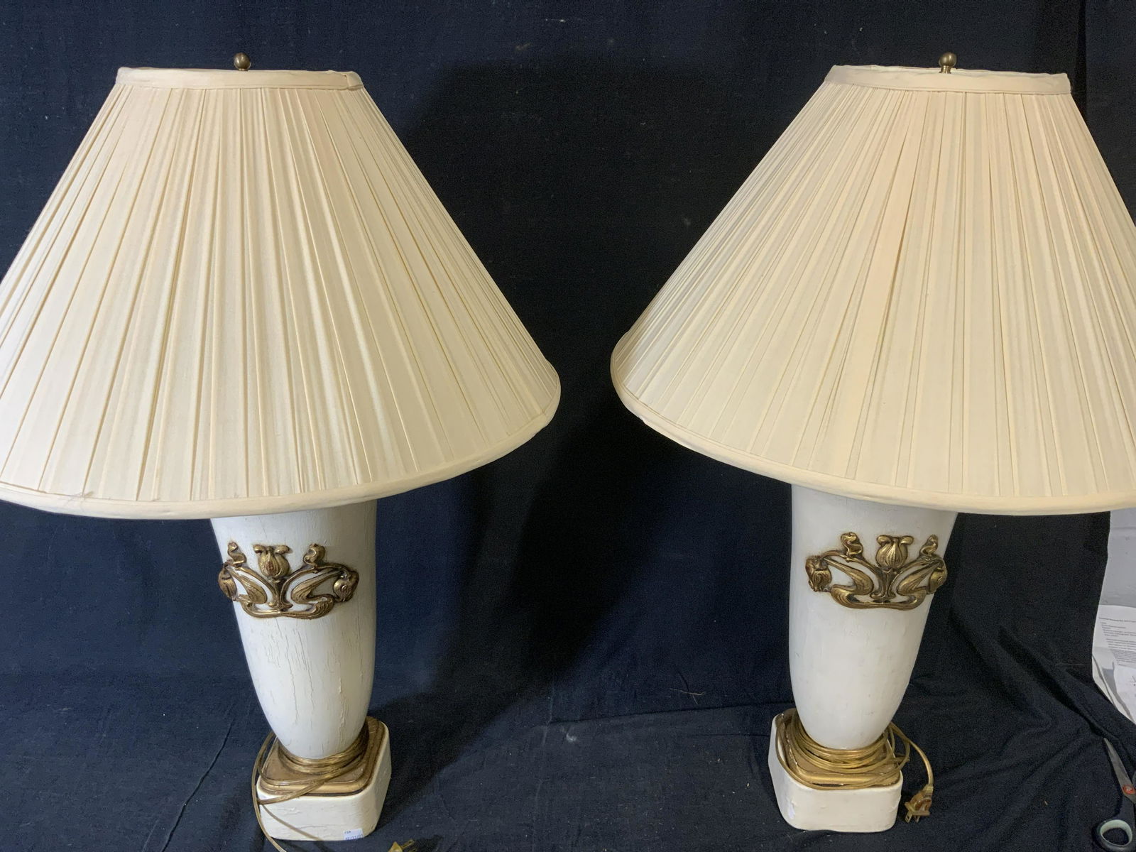 Pair ORIENTAL LAMPSHADE CO White Lamps (1 of 6)