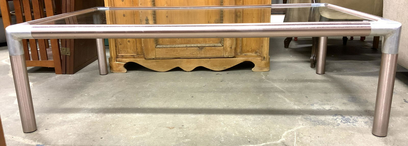 Vintage Glass Topped Metal Coffee Table (1 of 7)