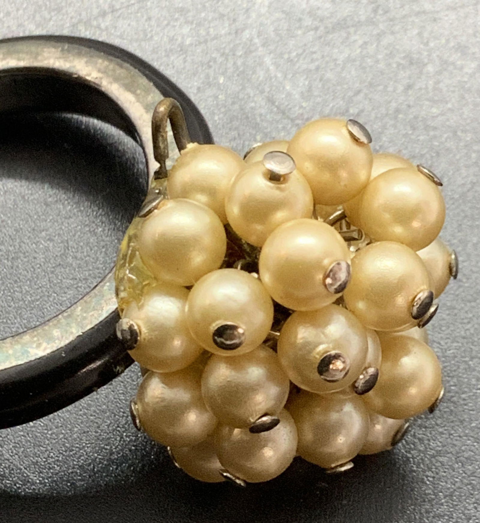 Enamel and Faux Pearl Cluster Ring, Jewelry (1 of 5)