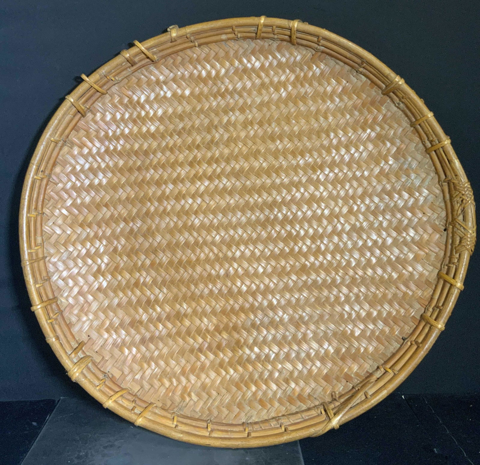 Oversized Woven Wicker & Bamboo Basket (1 of 10)