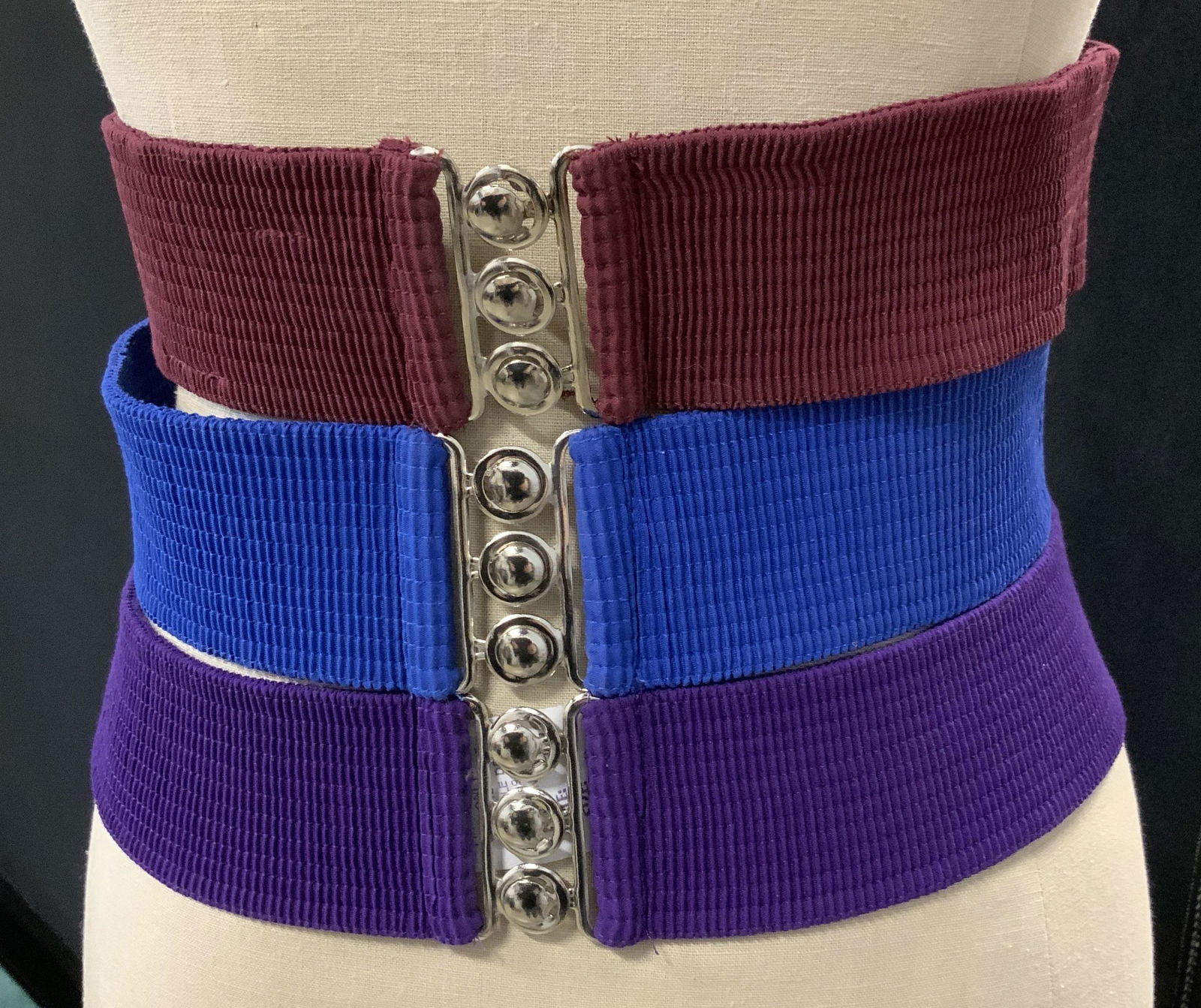 Grp 3 Ladies Colorful Vntg Stretch Belts, 1980s (1 of 5)