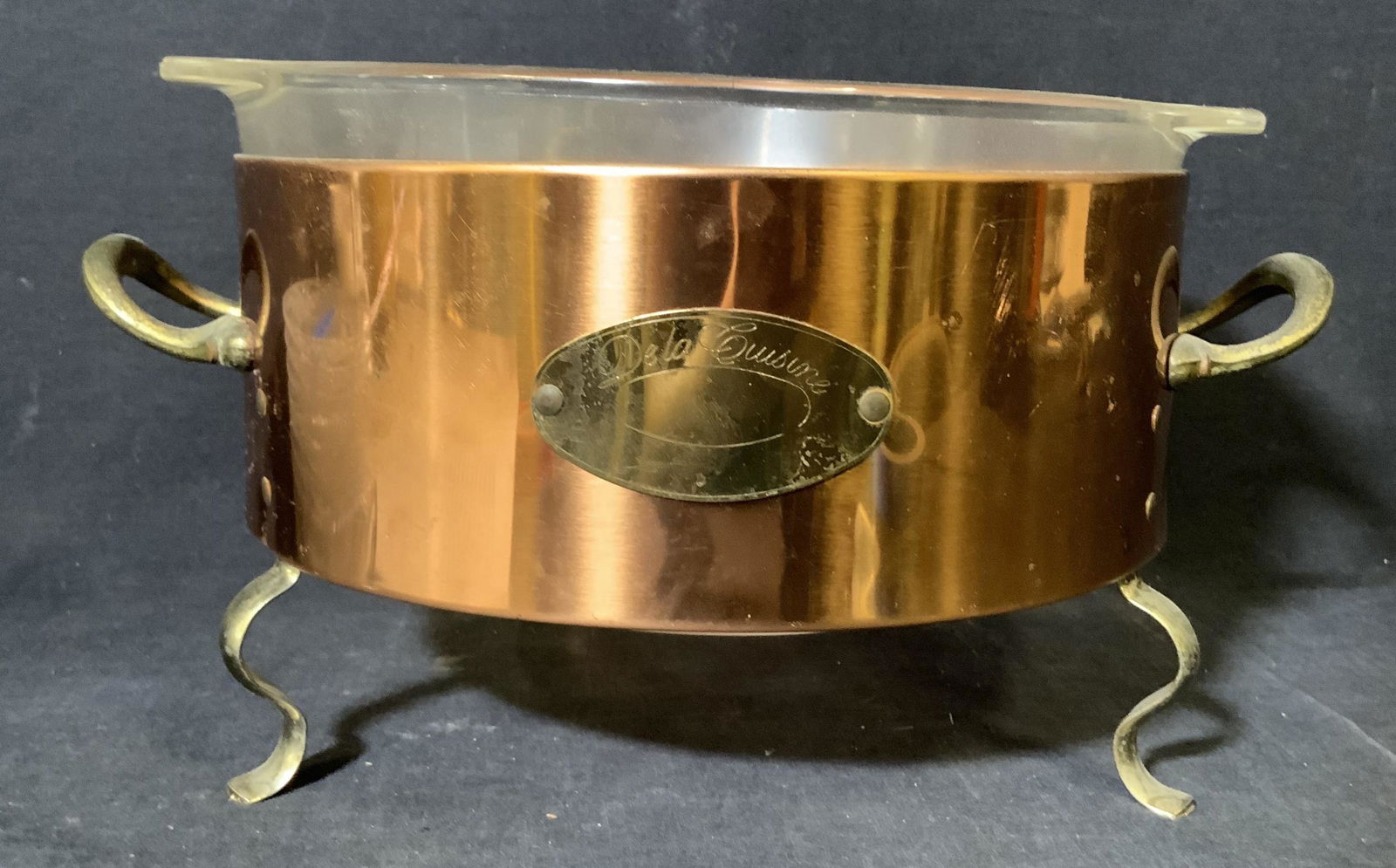 DE LE CUISINE Copper Stand & Glass Serving Dish (1 of 5)