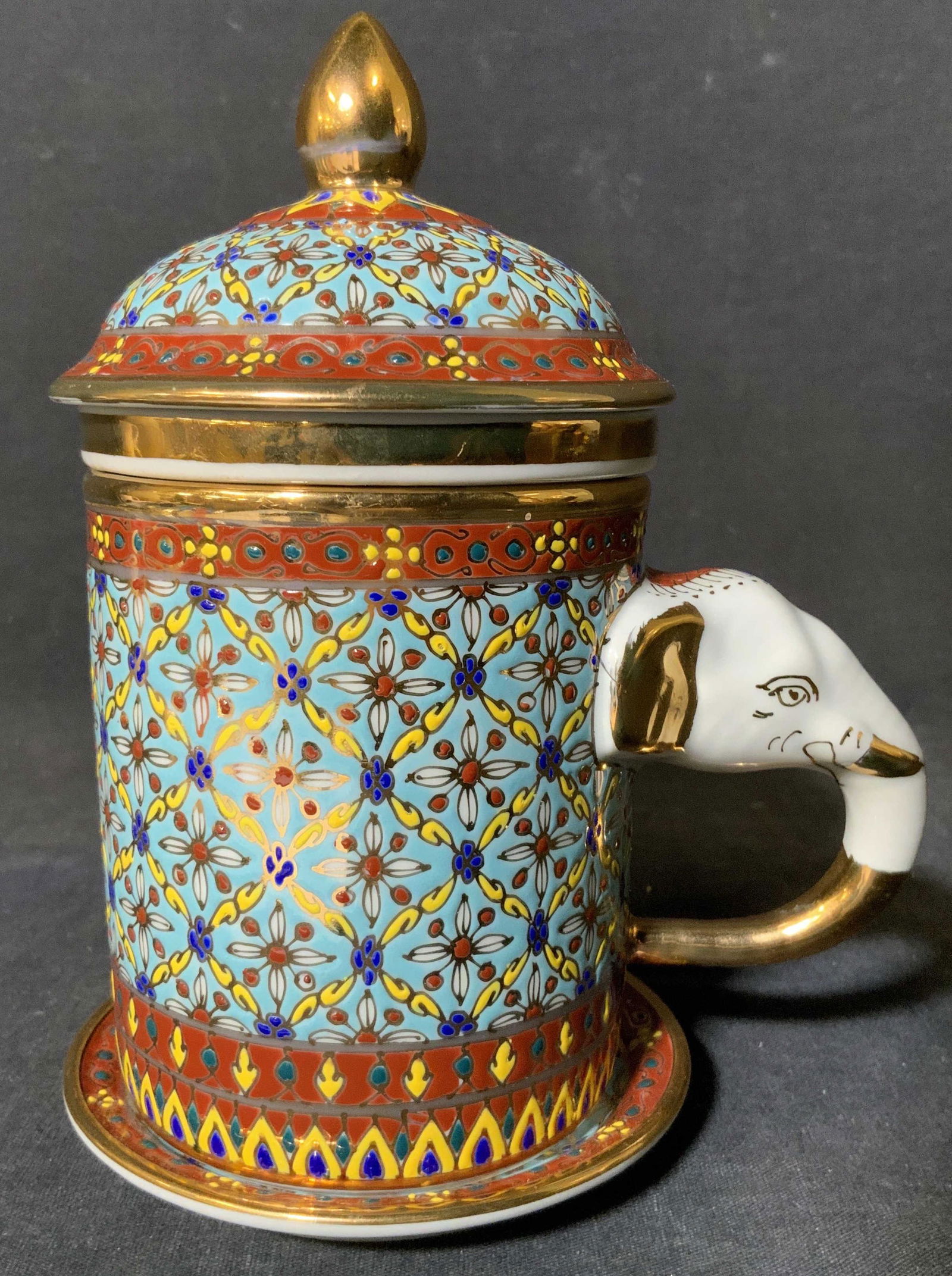 Hand Painted Thai Ceramic Cup & Tea Strainer (1 of 6)