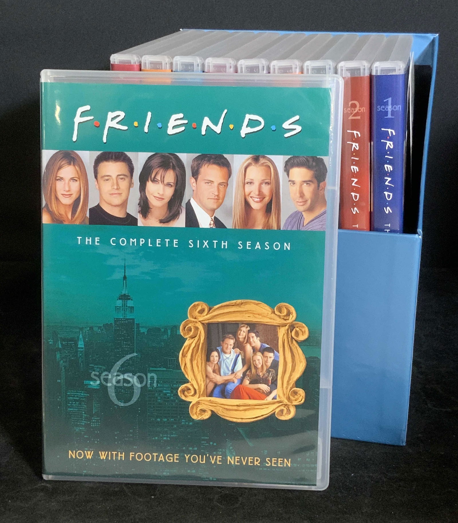 FRIENDS Collectible DVD TV Series: All 10 Seasons of The popular television Show FRIENDS. 10 DVDs, 1 season on 4 discs. Comes in very nice box with vintage skyline of NYC and heads shots of actors. Descriptions of the SPI sides on pamp