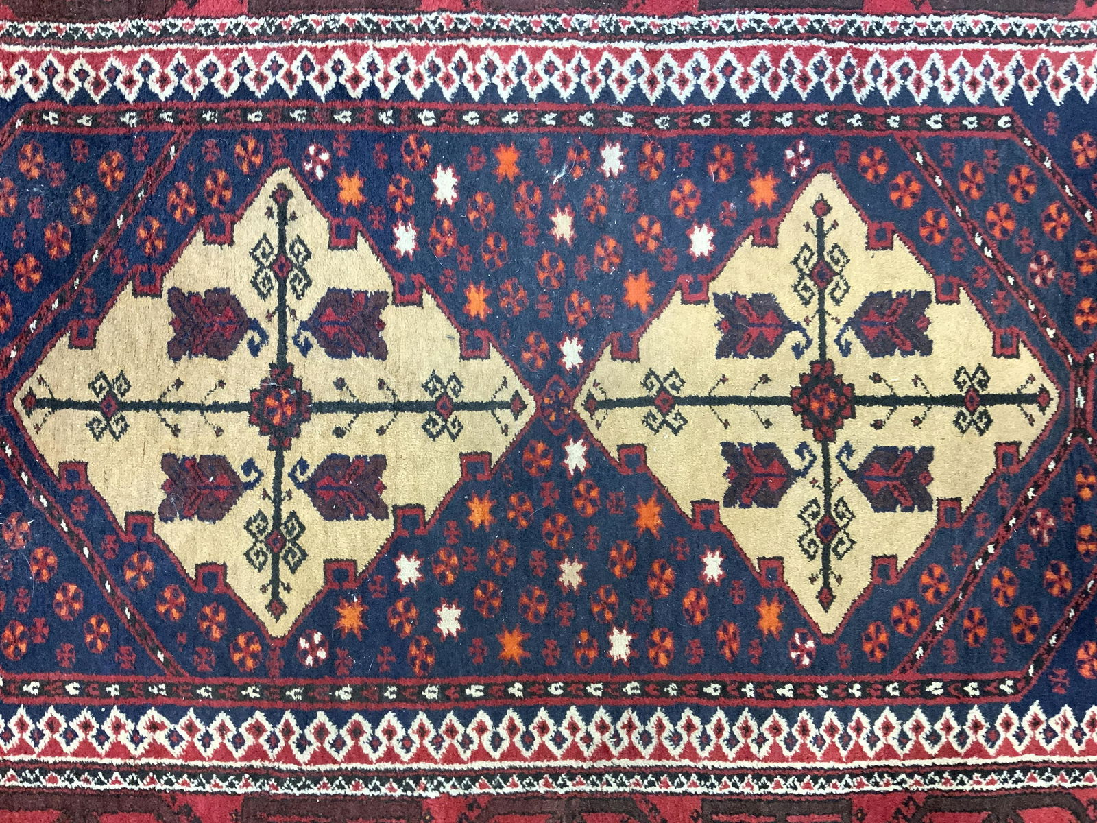 Vintage Handmade Wool Area Rug W Fringes (1 of 8)