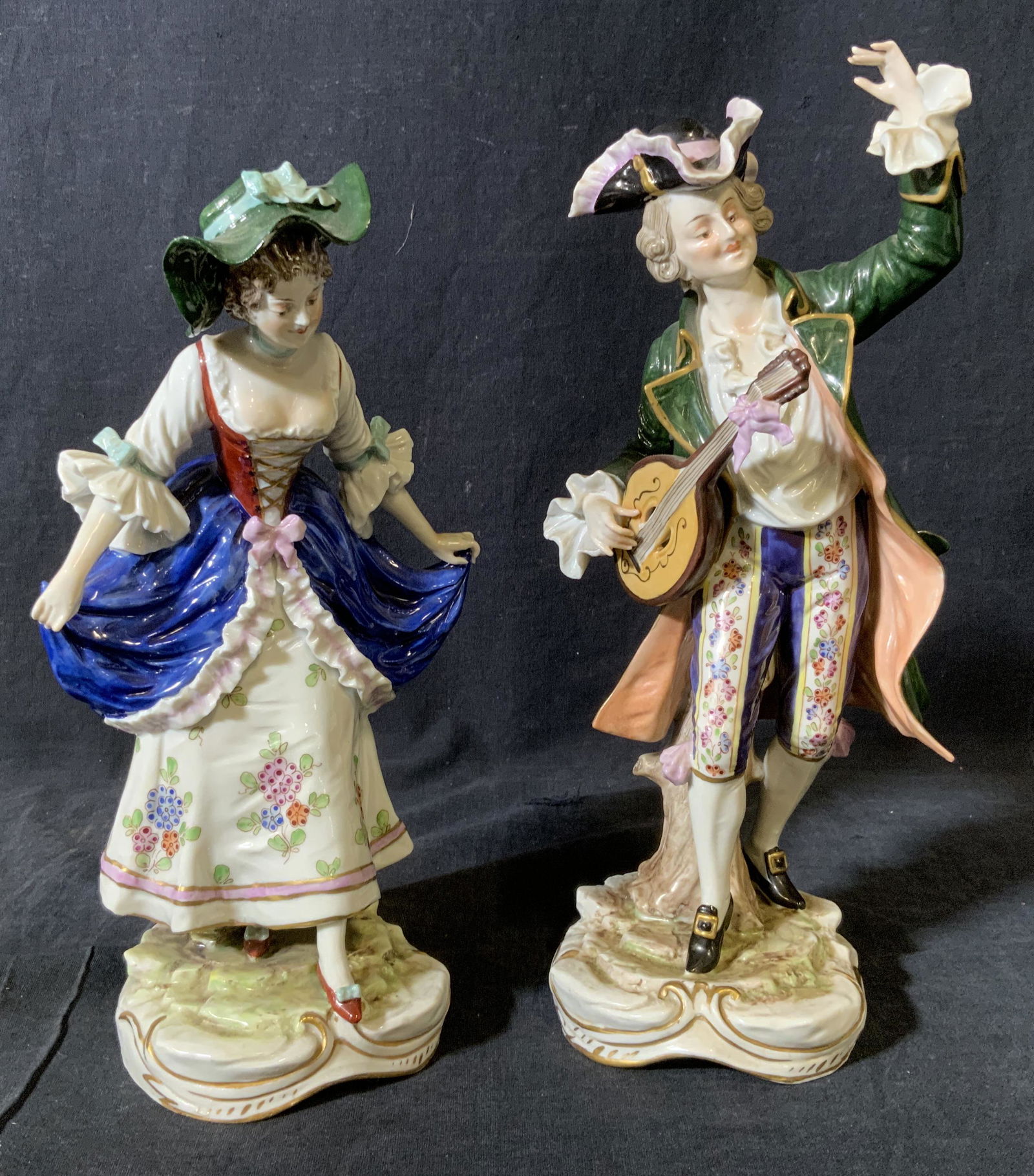 Pair Capodimonte Porcelain Figural Statues (1 of 8)