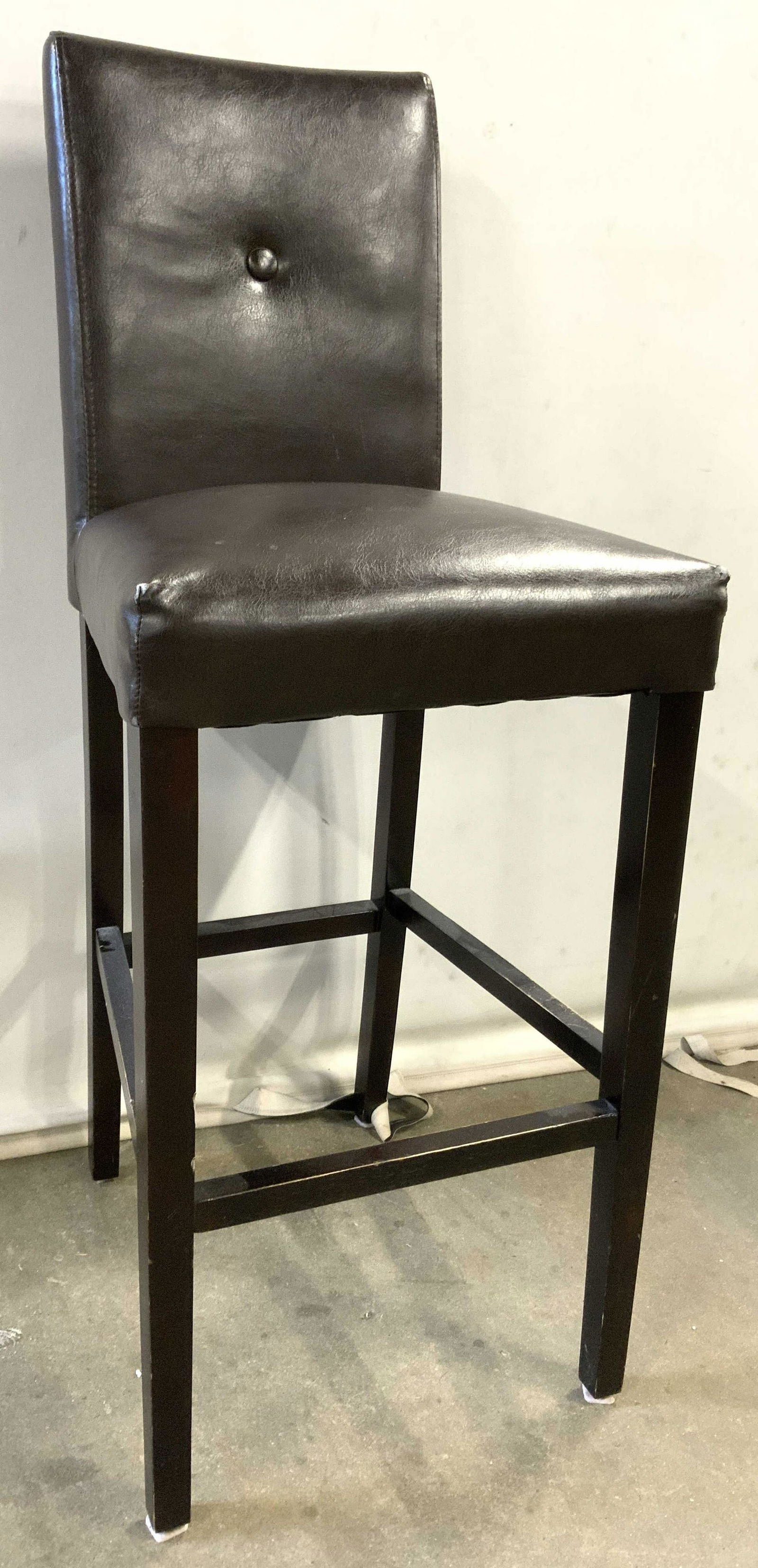 Pier 1 Brown Leather Stool W Button Backrest (1 of 8)