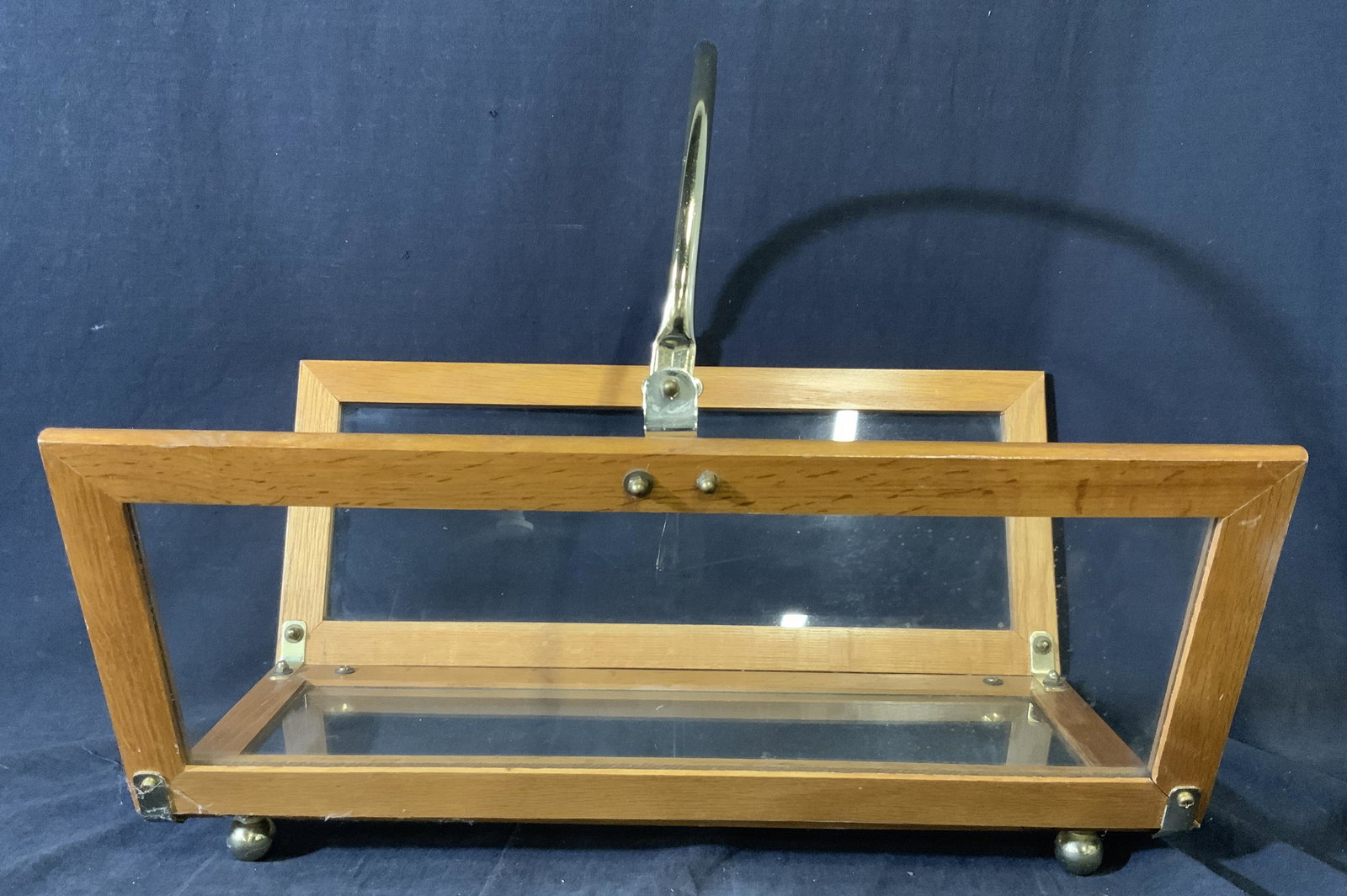 Wood and Glass Fireplace Log Carrier (1 of 5)