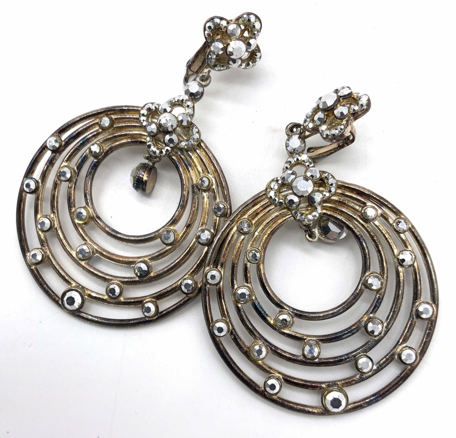 Vintage BARRERA Signed Rhinestone Dangle Earrings (1 of 12)