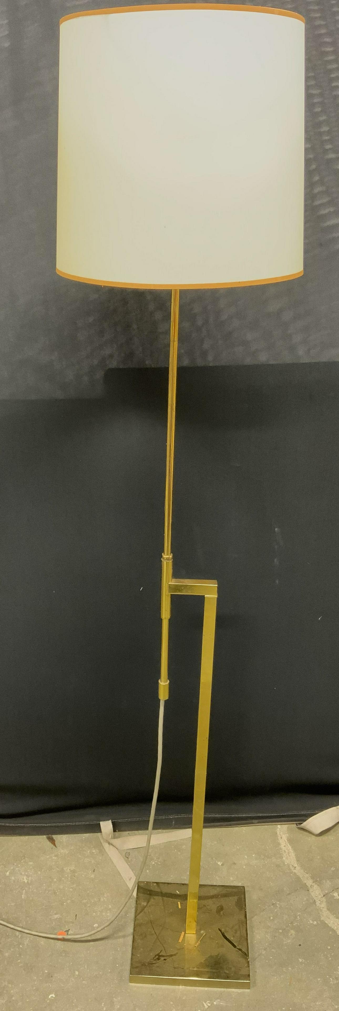 Vintage Brass Floor Lamp W Shade (1 of 7)