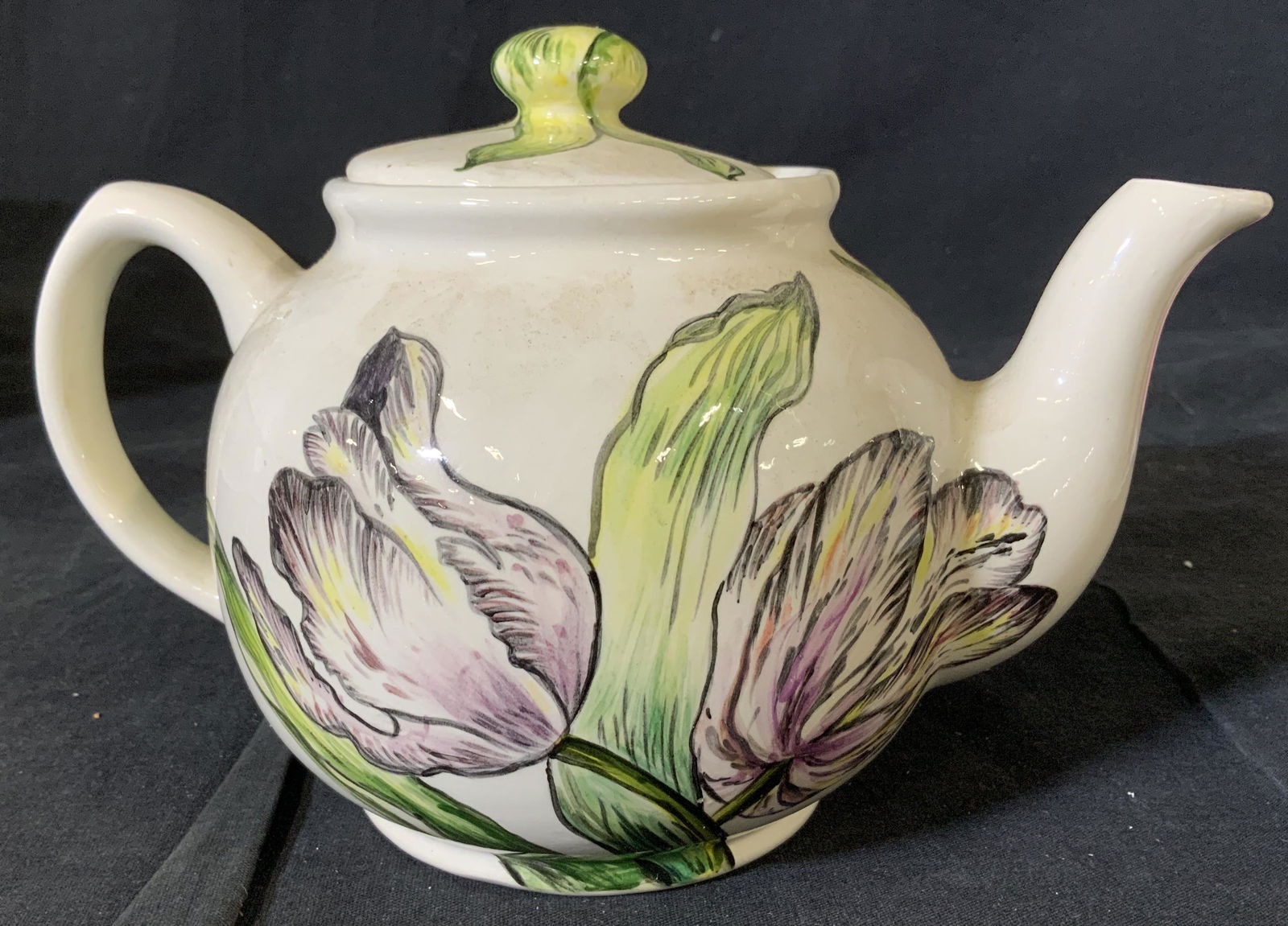 2 Ceramics- Tea Pot, Veg. Fruit Strainer, Sgn (1 of 8)