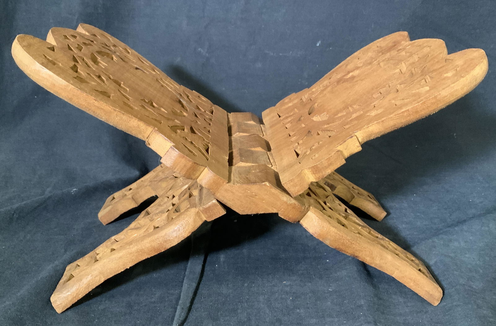 Vintage Carved Collapsable Wood Book Stand (1 of 7)