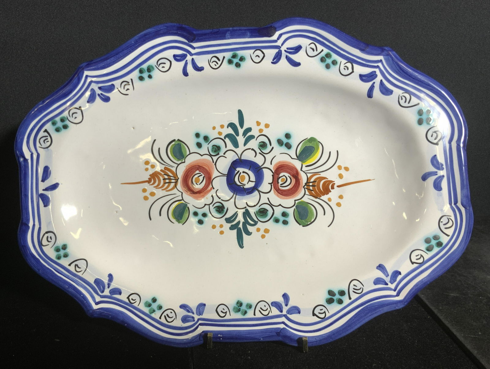 Vntg JCR Signed Hand Painted Ceramic Serving Plate (1 of 10)