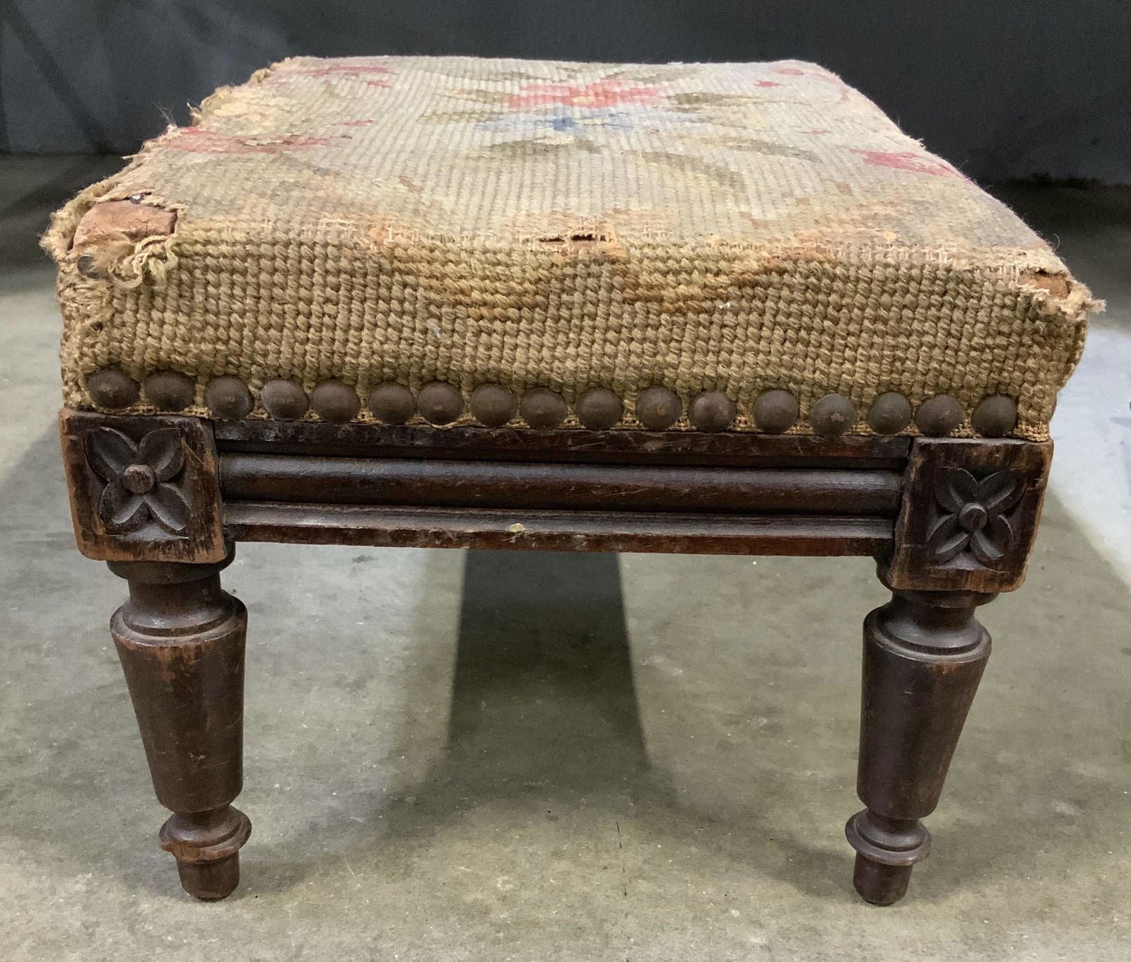 Antique Carved Mahogany Wood Stool (1 of 7)