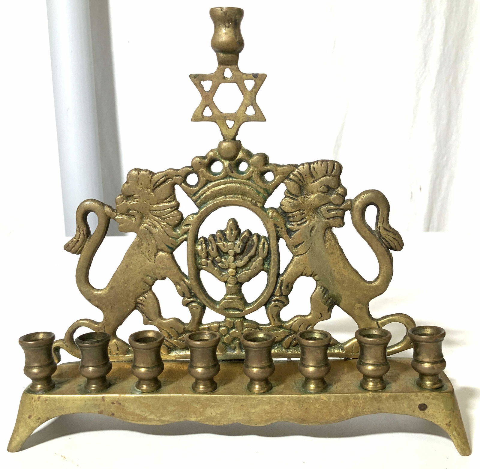 Brass Menorah With Lion Figurals (1 of 5)