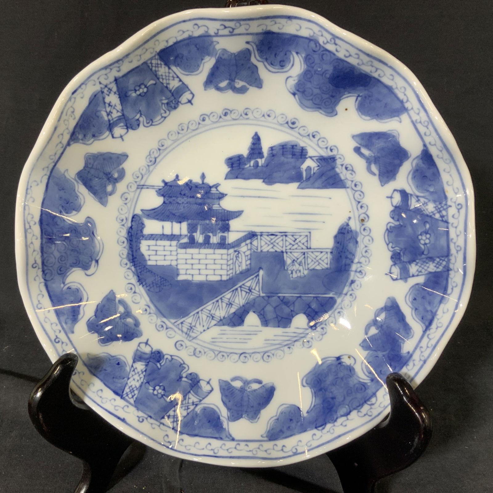 Chinese Blue & White Porcelain Furled Bowl (1 of 5)