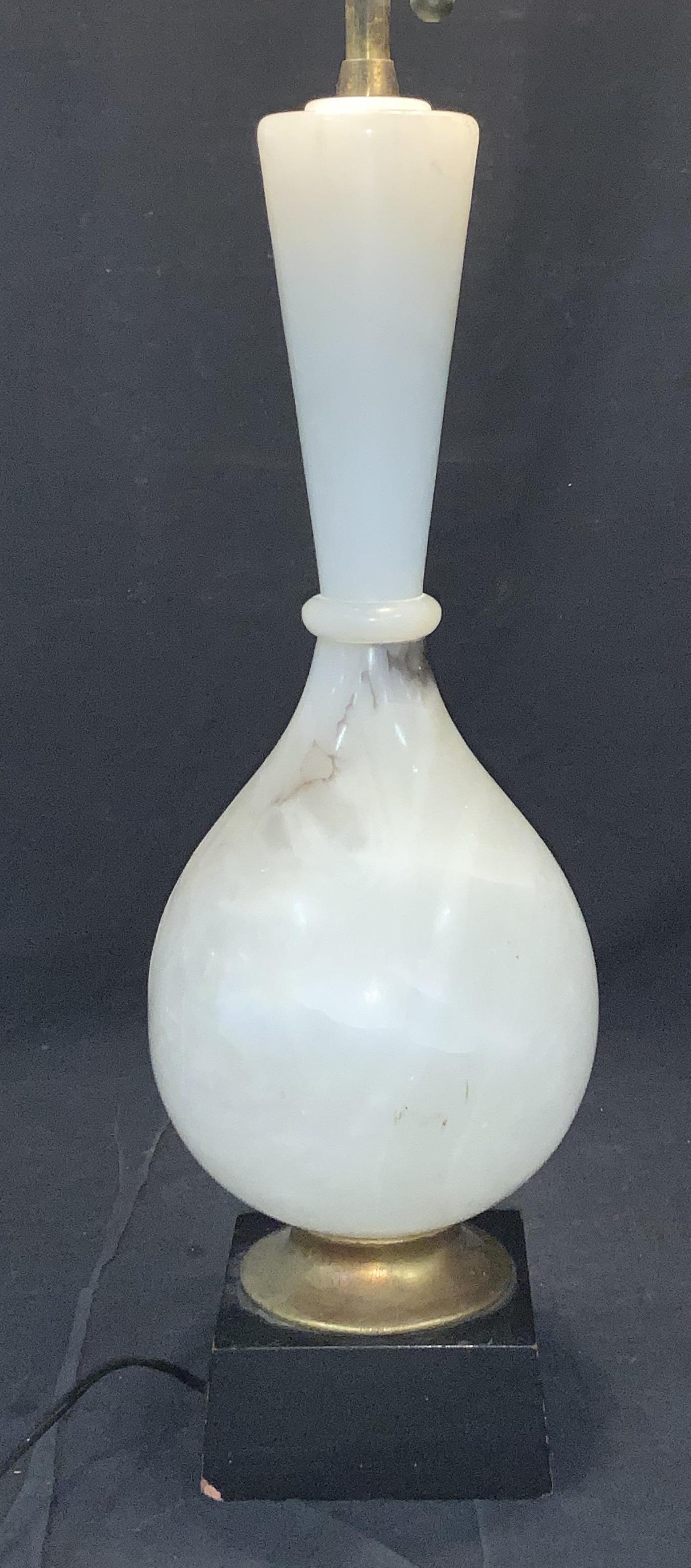 Tall Brass and Natural Stone Pull Chain Lamp (1 of 8)