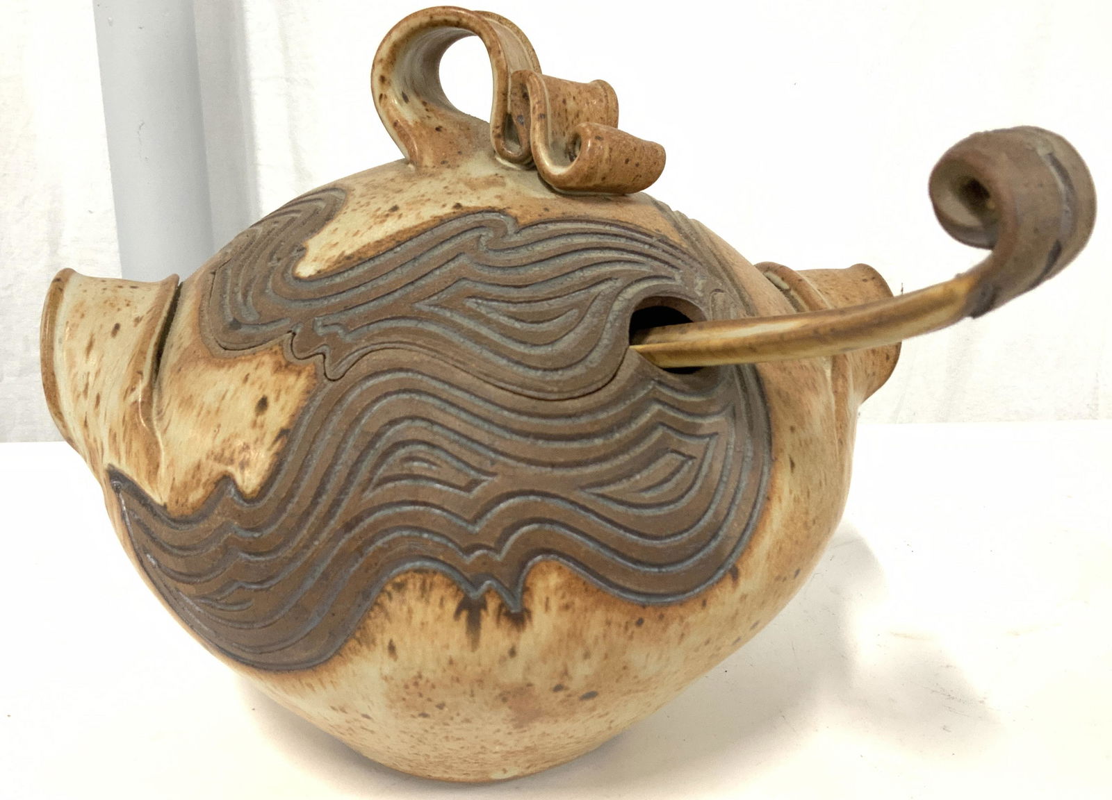 Hand Crafted Signed Ceramic Tureen and Ladle (1 of 9)