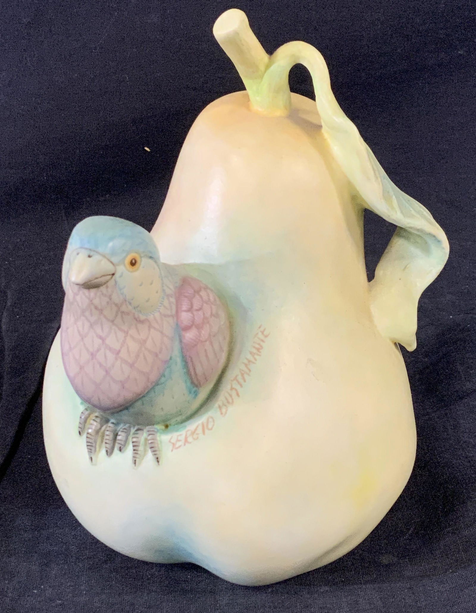 SERGIO Bustamante Sculptural Pear with Bird, Sgn (1 of 9)
