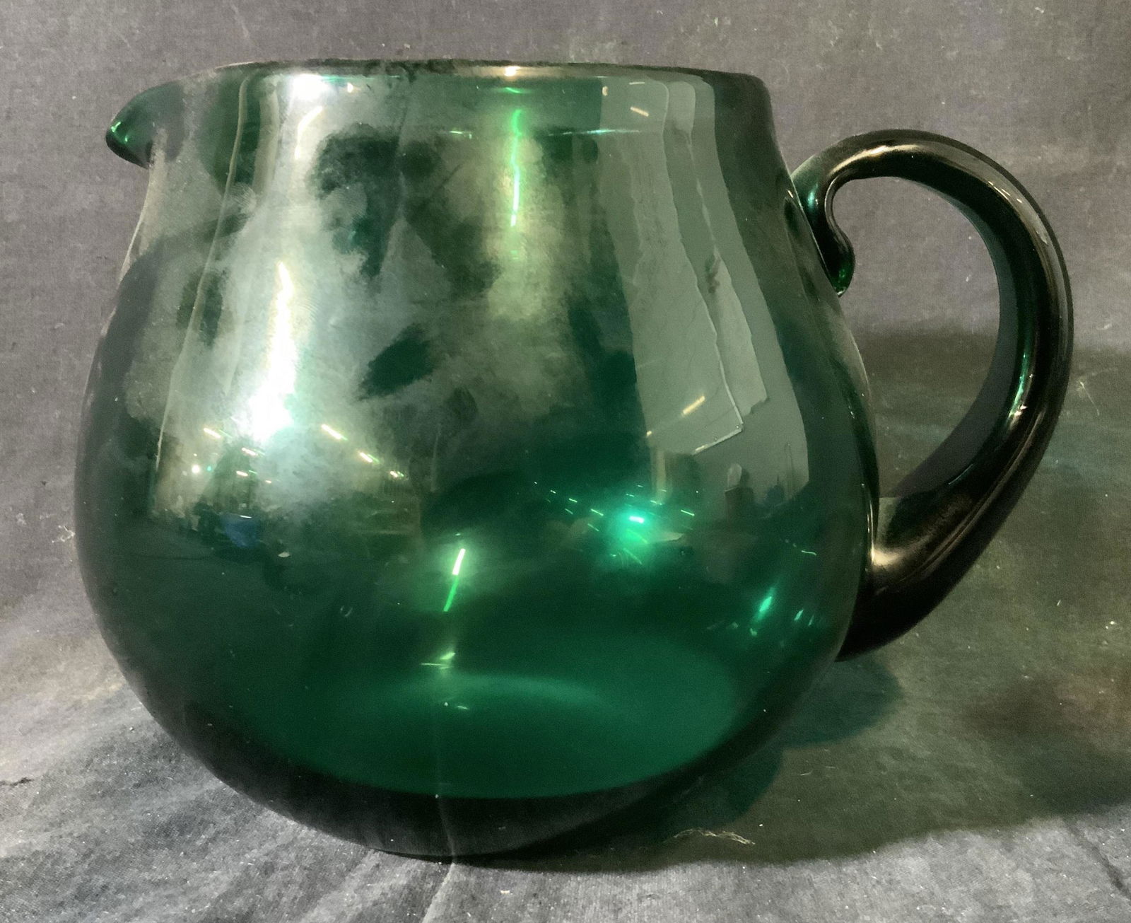 Hand Blown Green Glass Pitcher (1 of 8)