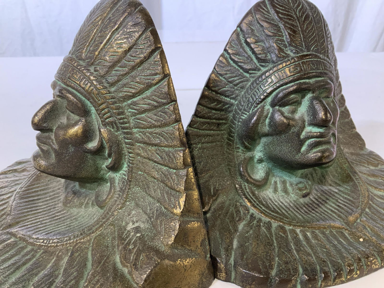 Antiqued Iron Native Chief Book Ends (1 of 7)