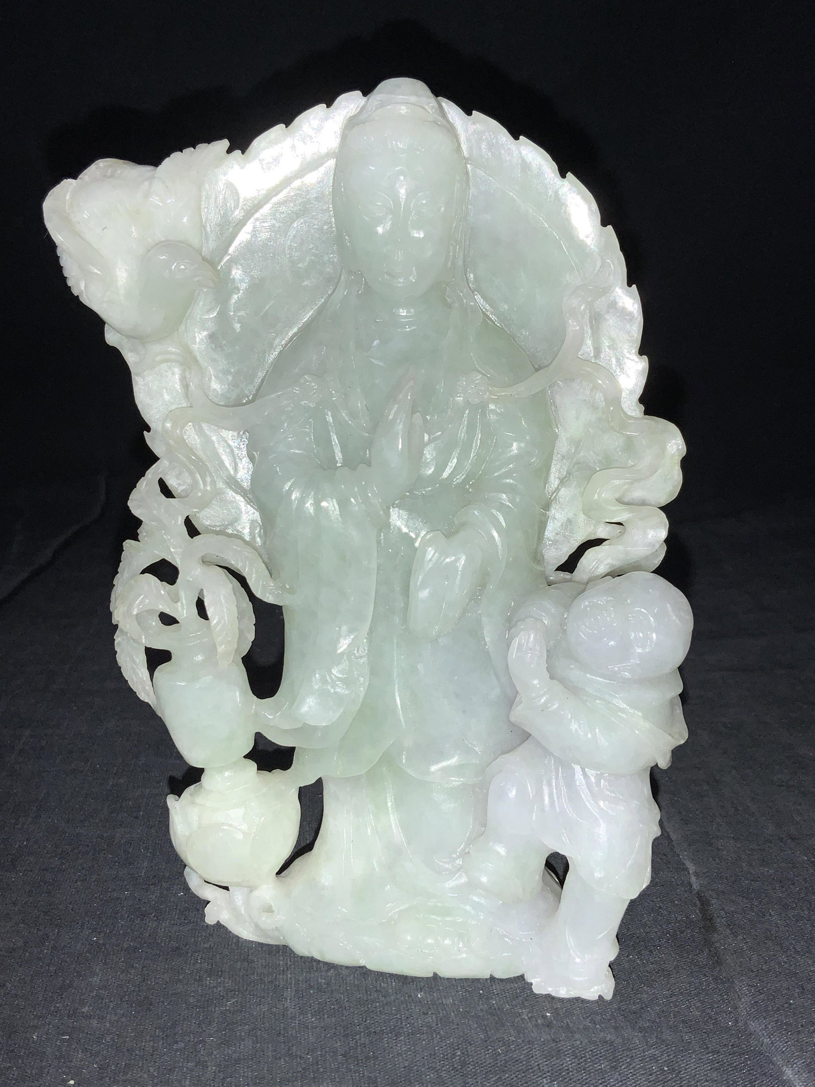 Carved Natural Stone Guan Yin Statue (1 of 9)