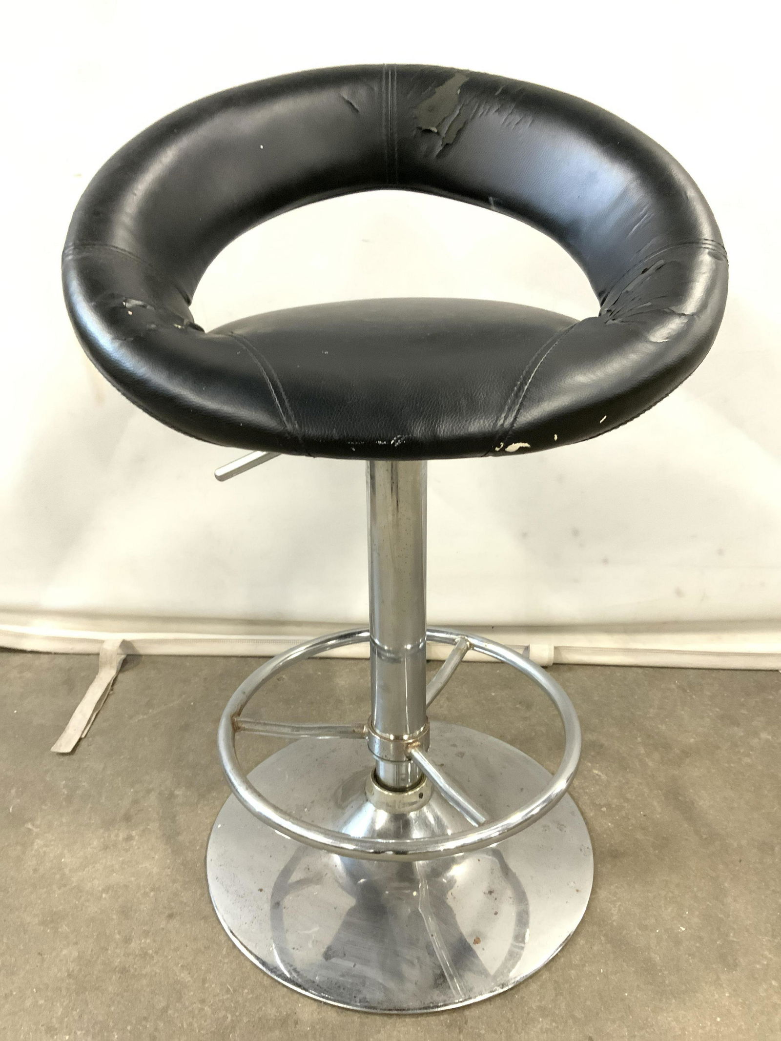 Adjustable Swivel Stool W Black Leather Seat (1 of 10)
