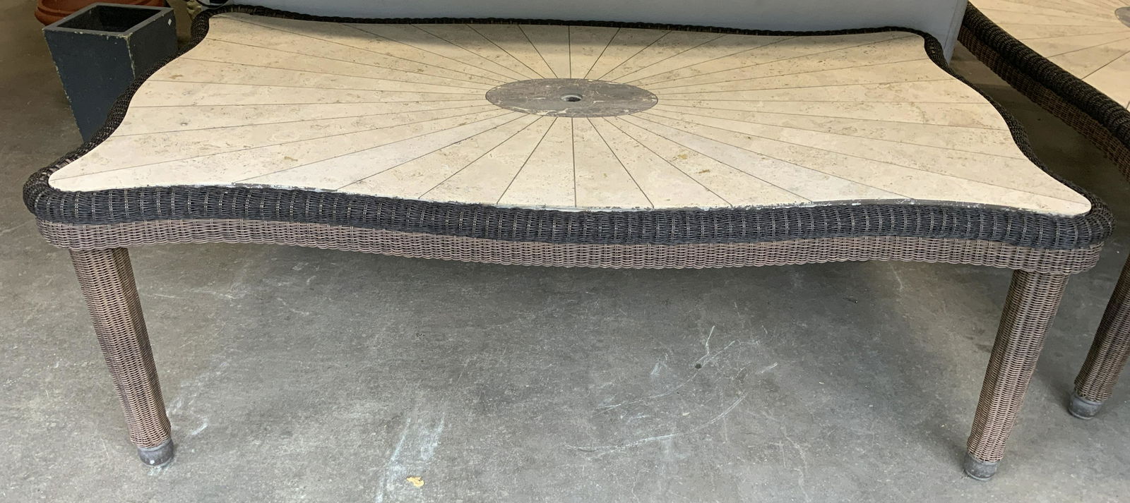 AGIO Outdoor Wicker Table W Stone Top (1 of 12)