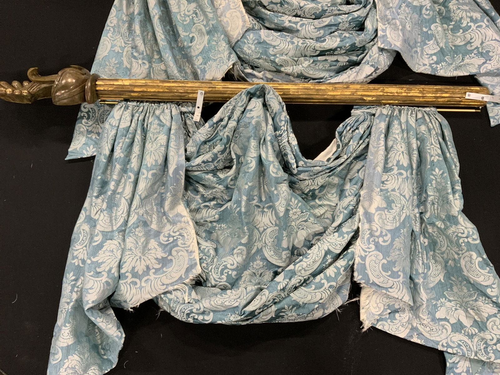Lot 2 Damask Drapes w Wooden Columns (1 of 7)