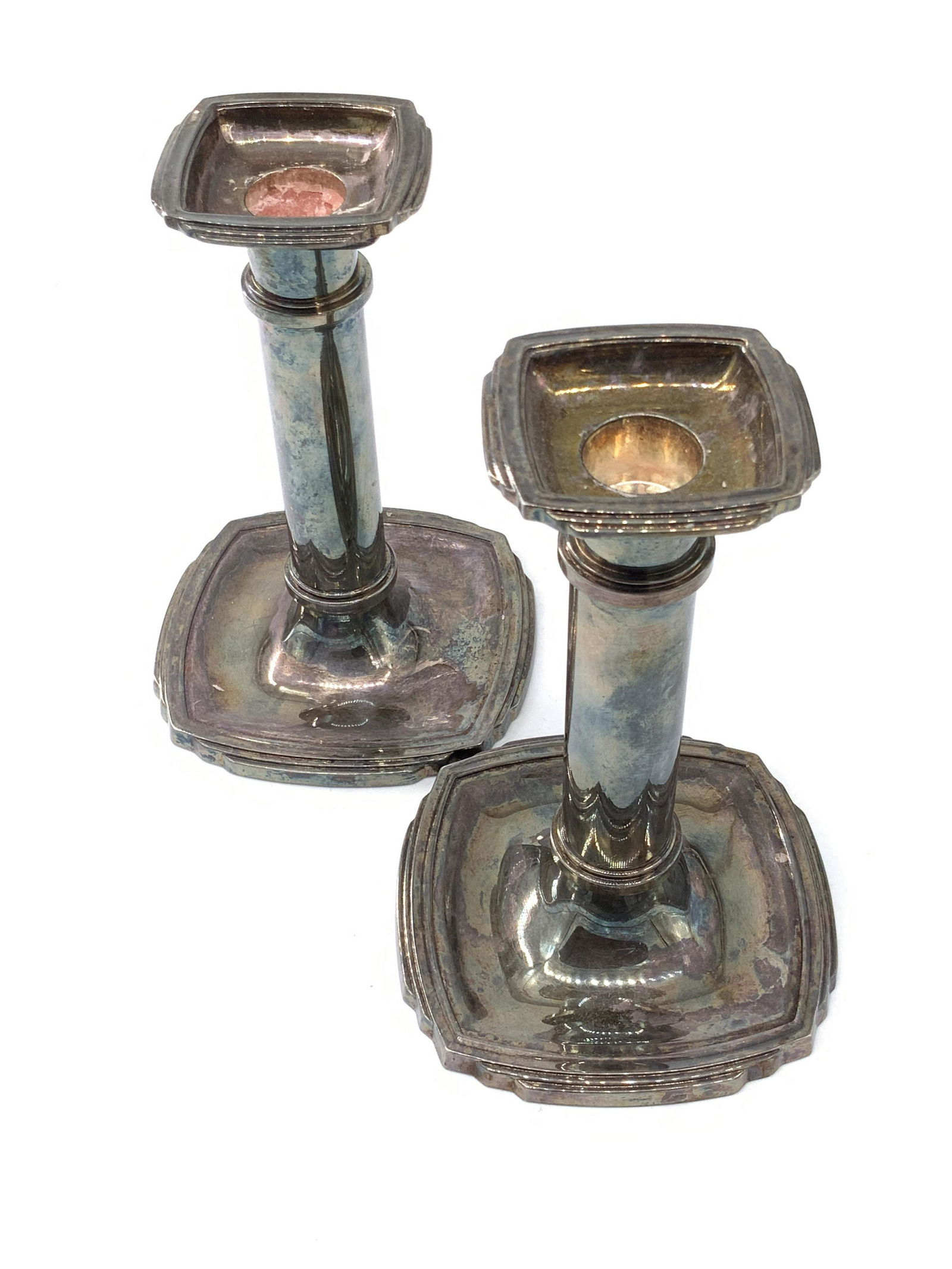 Pair Vntg MARENGO Sign Silver Plated Candlesticks (1 of 8)