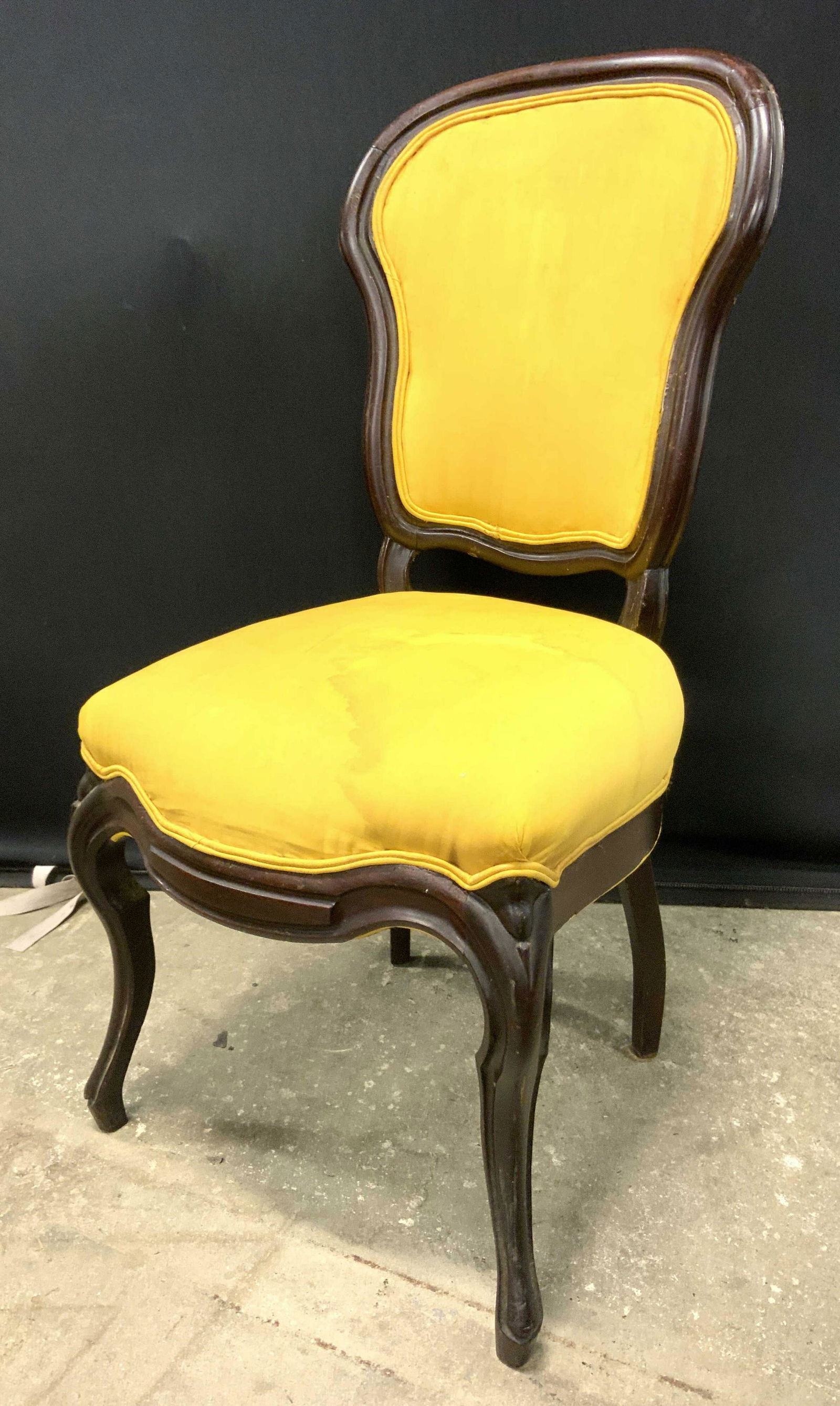 Vintage Yellow Toned Wood Frame Side Chair (1 of 10)