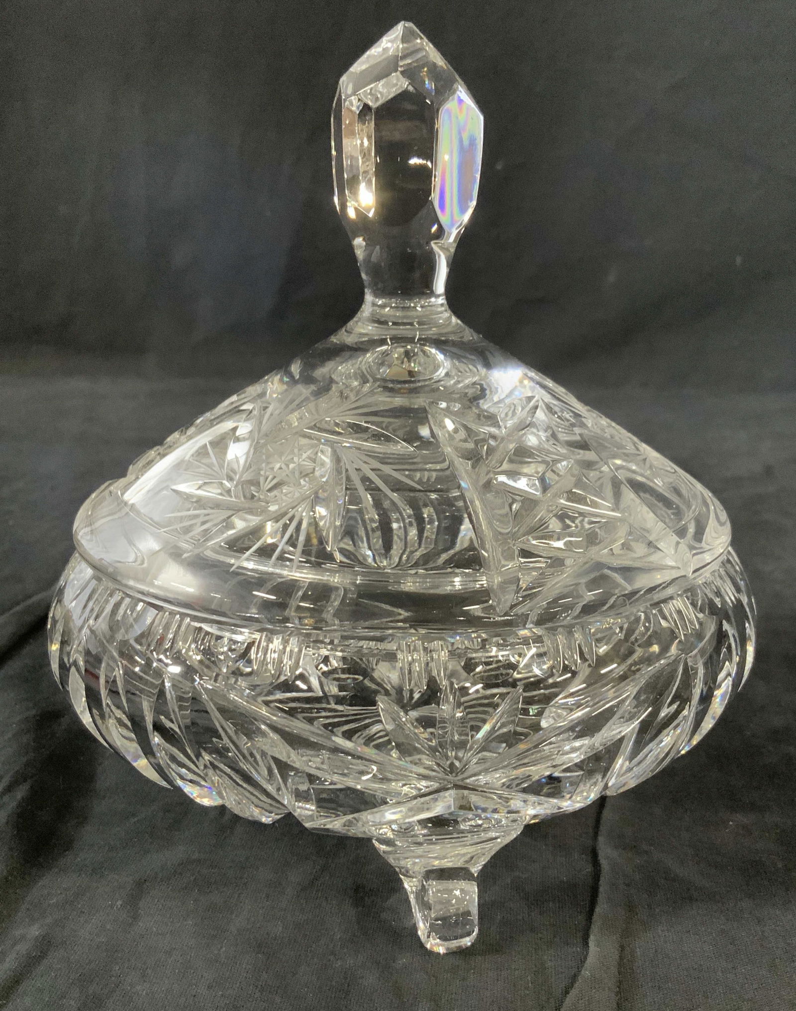 Vntg Cut Crystal Footed Bowl with Lid (1 of 10)