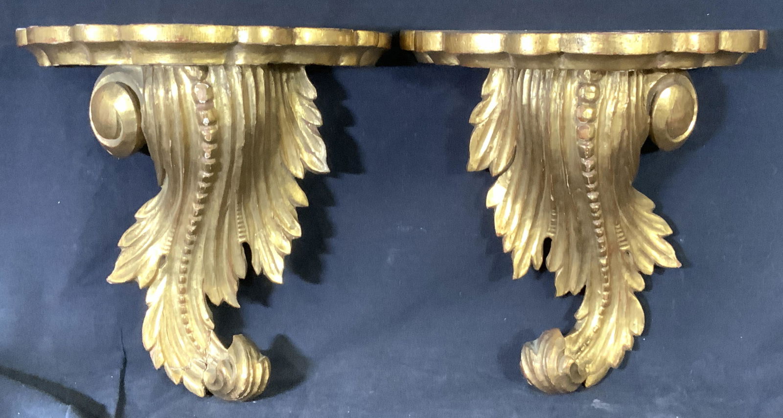 Pair Giltwood Vintage Wall Sconces, Italy (1 of 10)