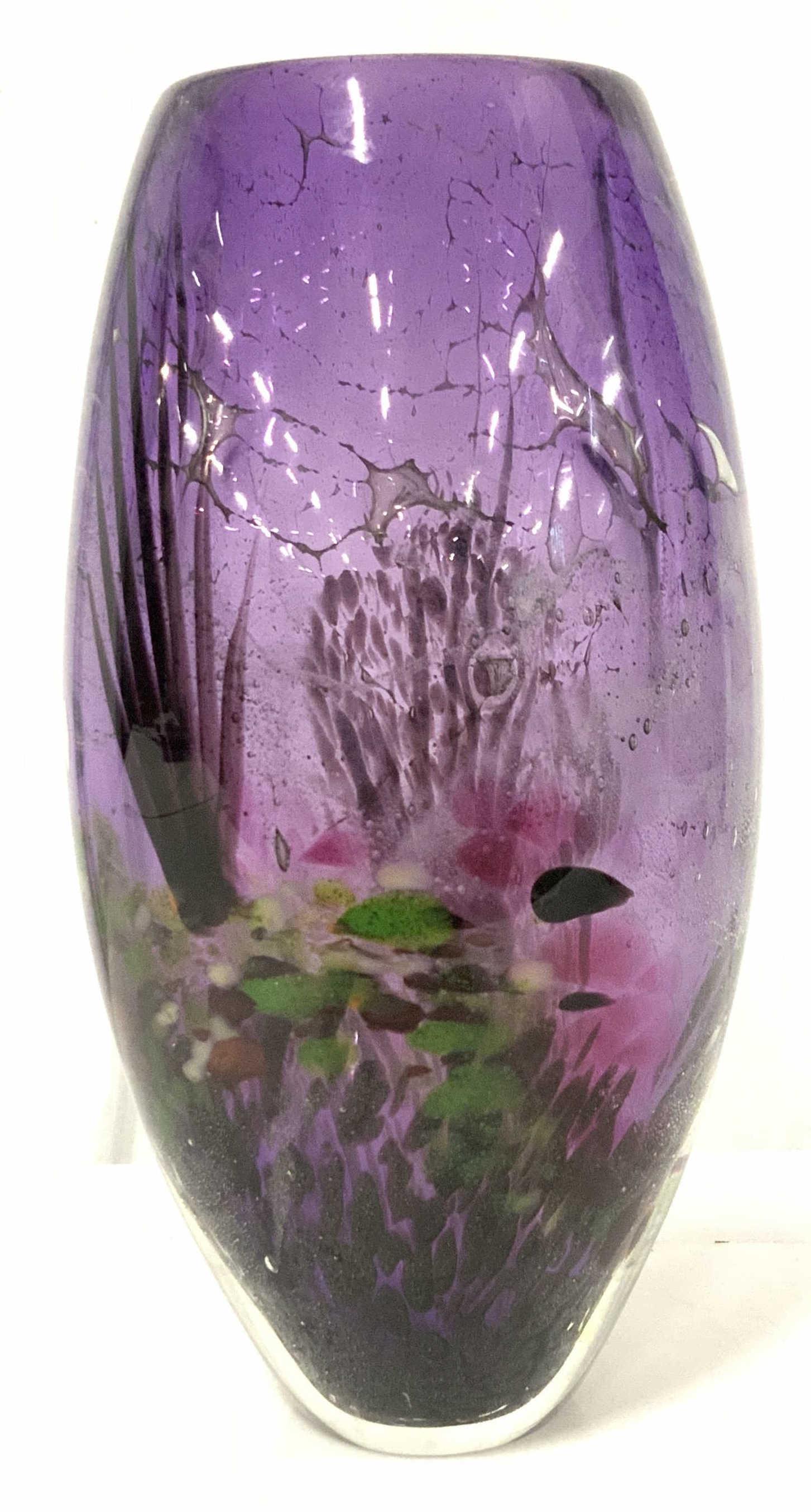 Signed Artist Ltd Ed Amethyst Glass Art Vase, 1987 (1 of 11)