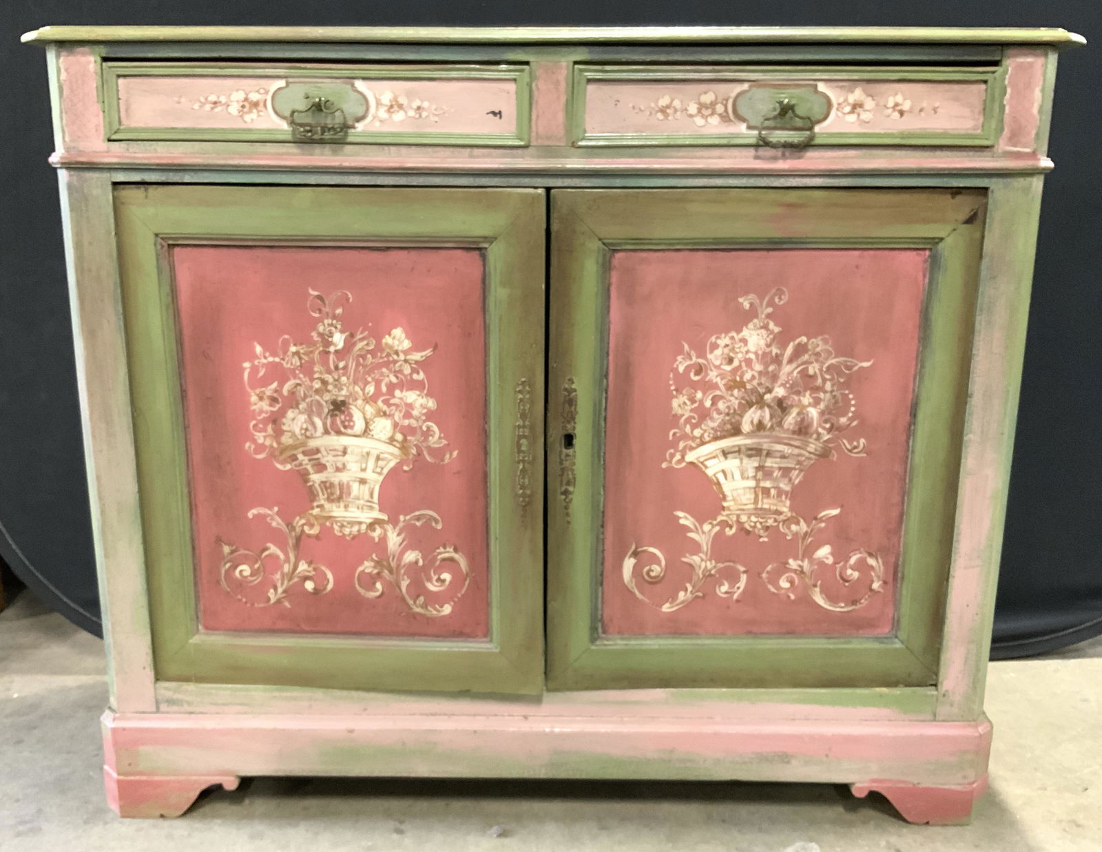 Antique Wooden Painted Sideboard W Drawers (1 of 10)